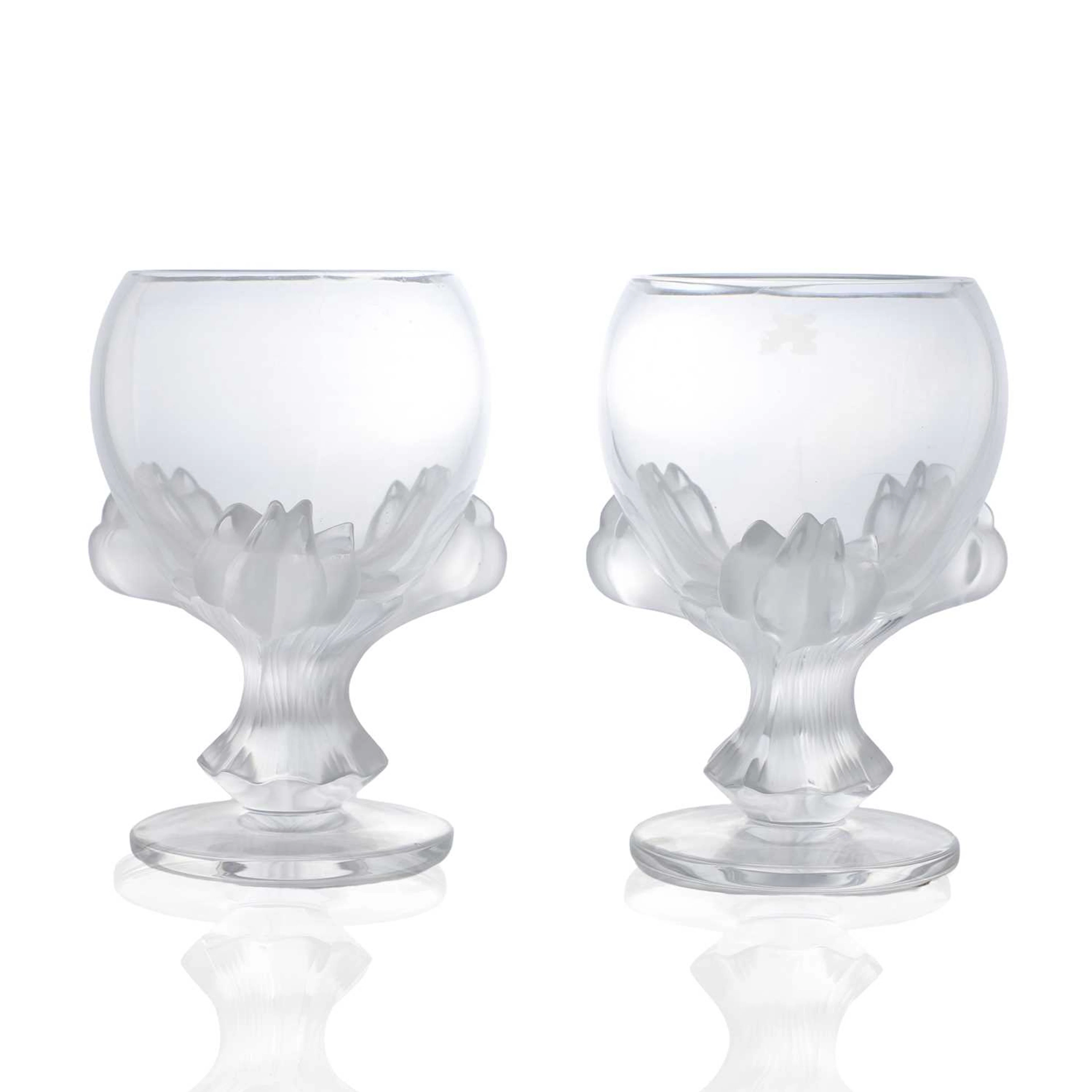A pair of Lalique 'Bagheera' pattern vases of recent manufacture, French