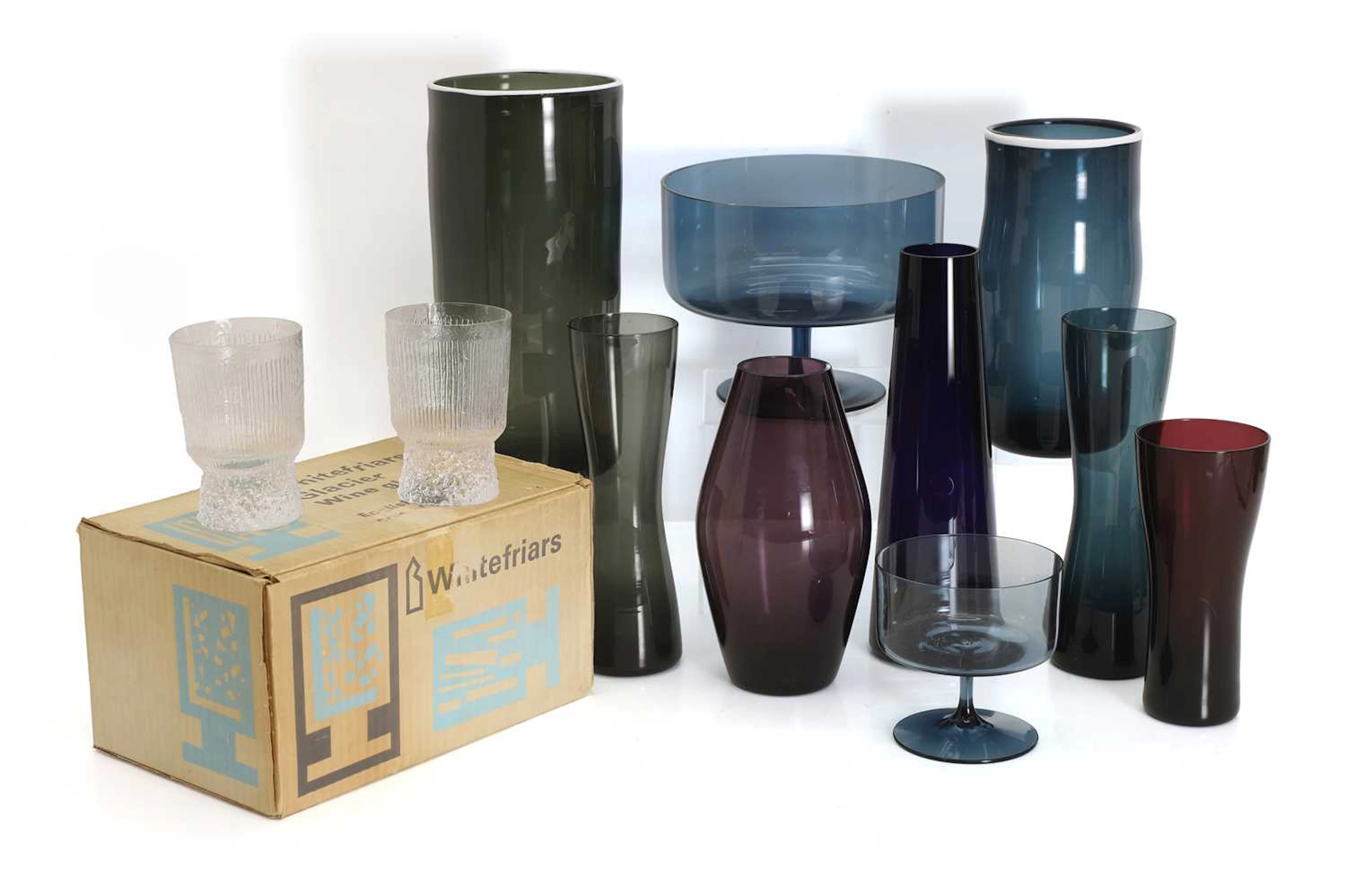 A collection of Whitefriars soda glass 1950s-60s