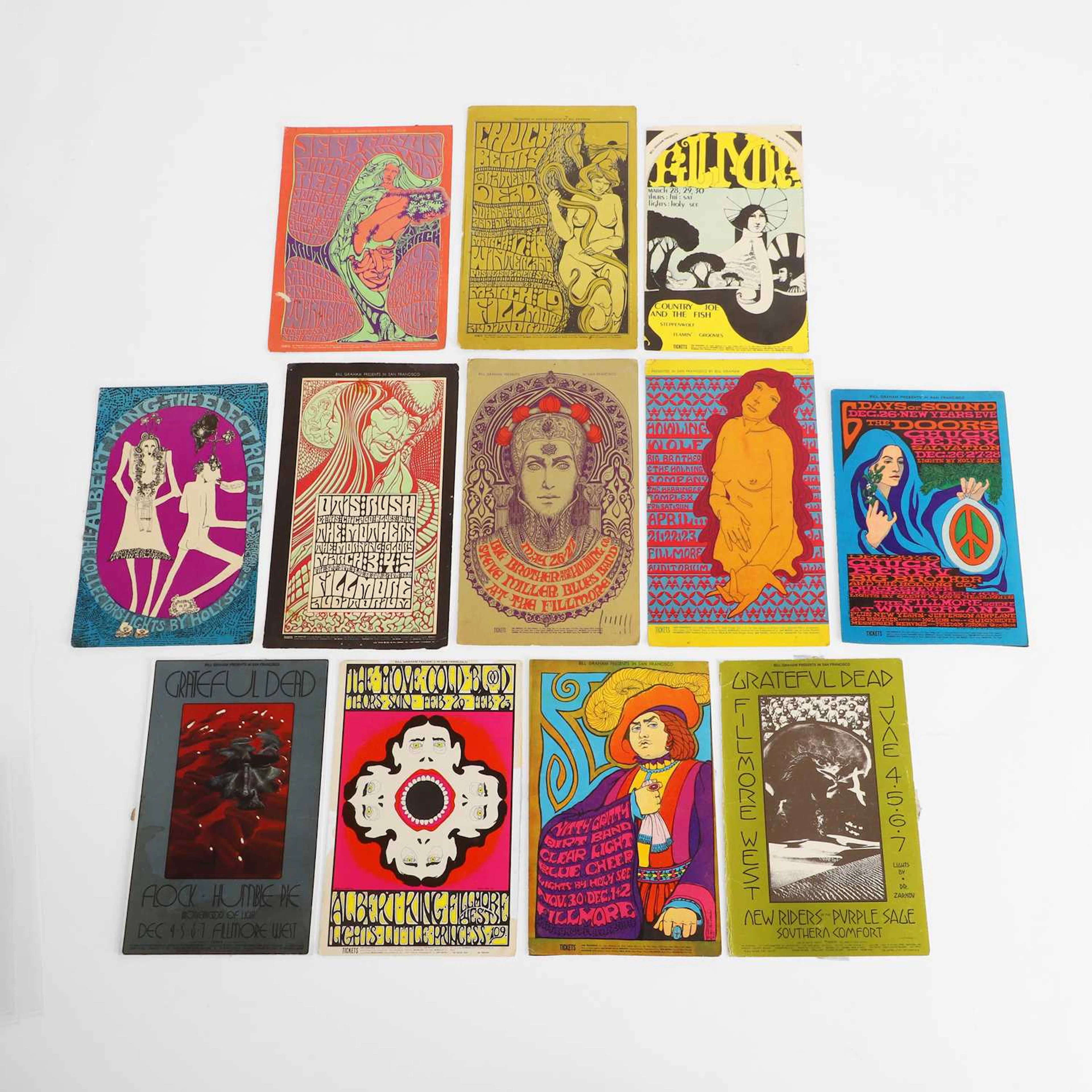 Psychedelic San Francisco rock concert promotional cards