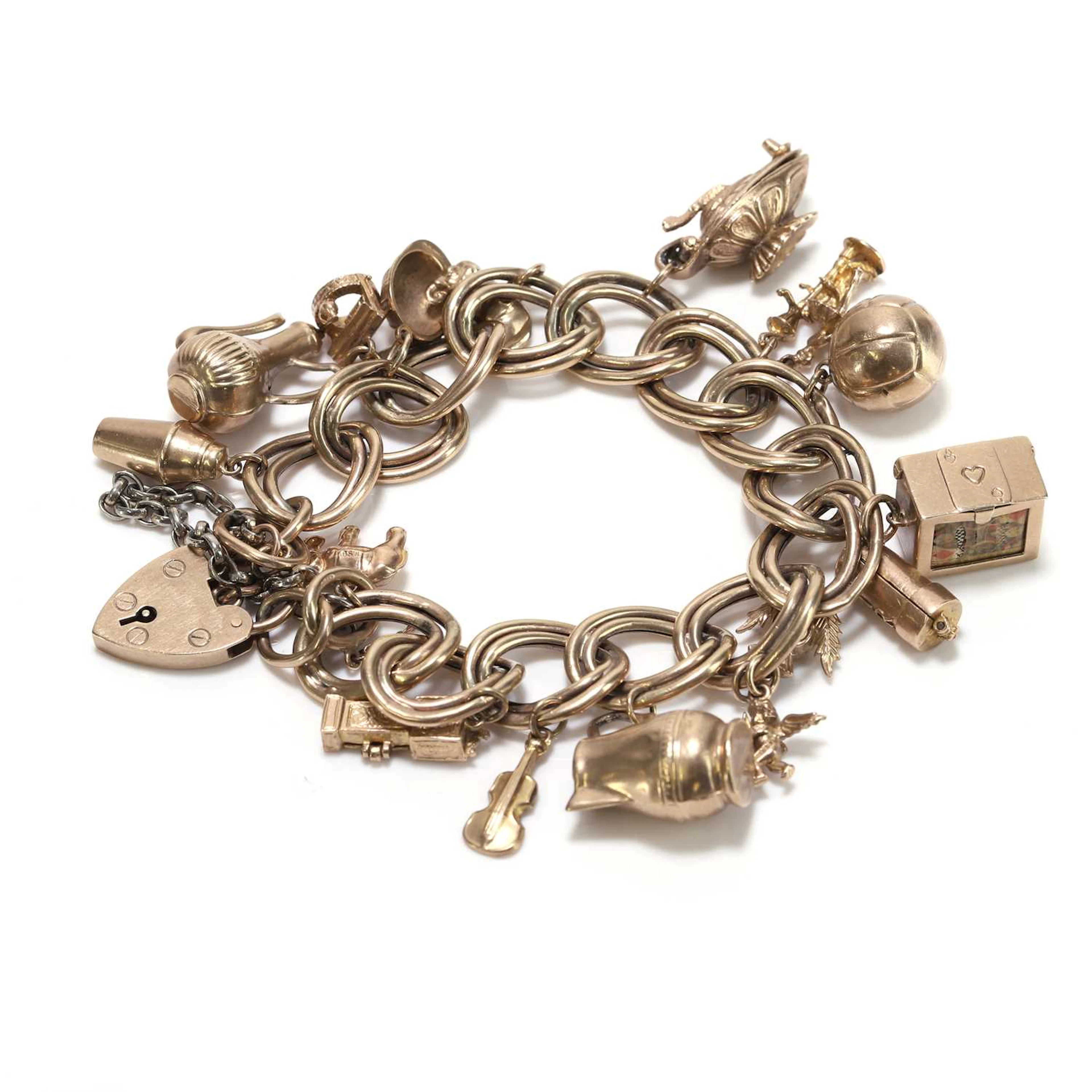 A 9ct gold charm bracelet