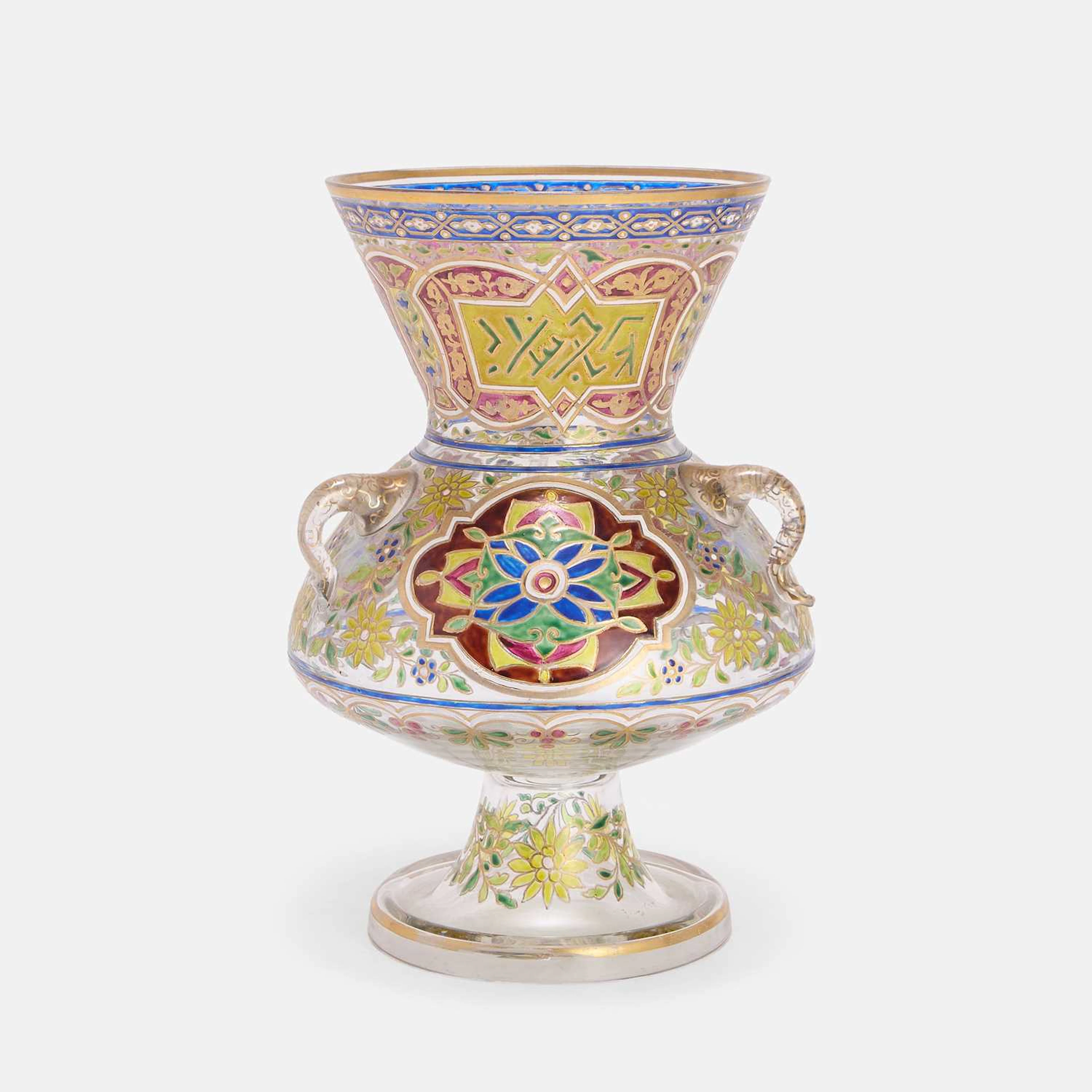 A European enamelled glass mosque lamp 20th century, possibly Bulgaria