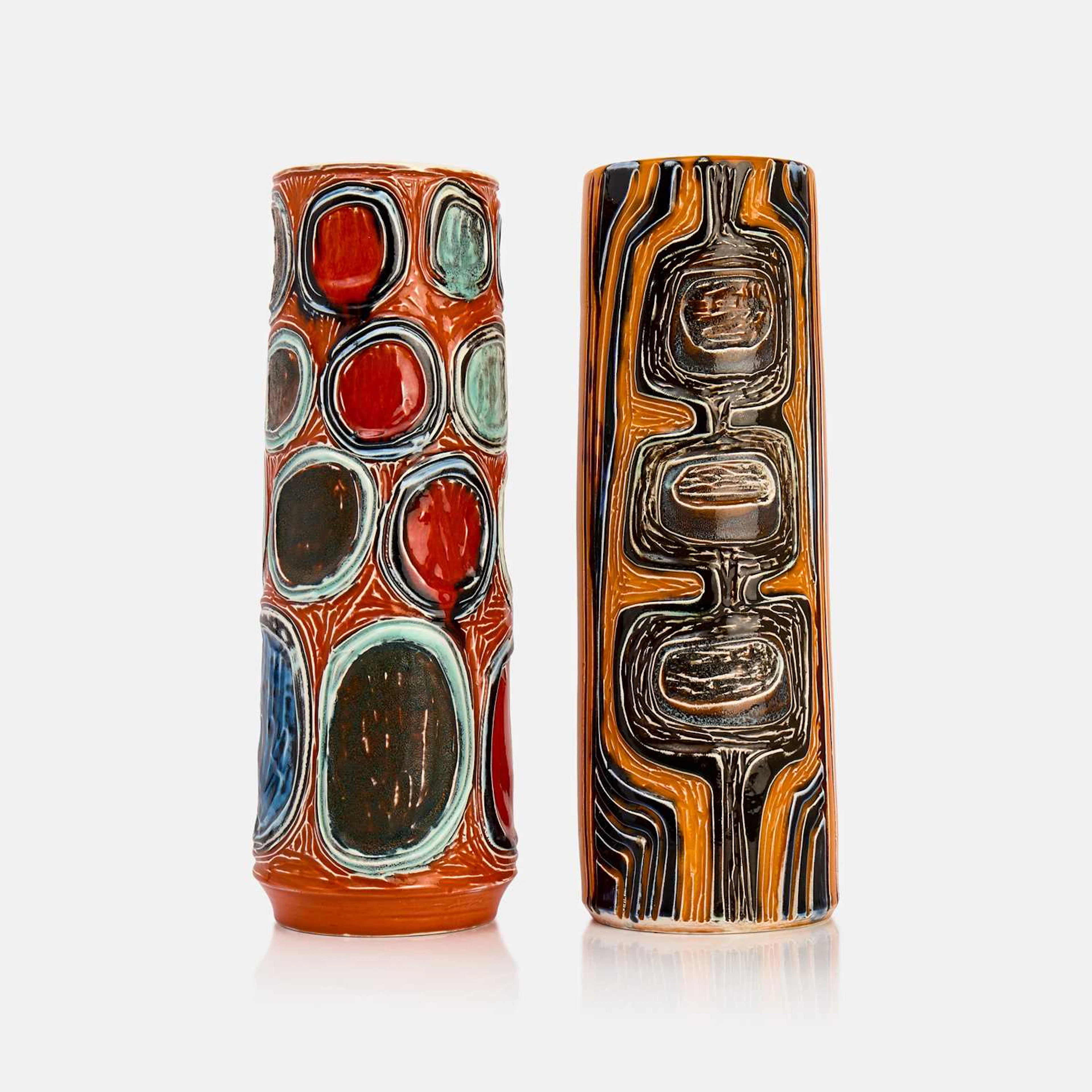 Poole Pottery two cylindrical vases