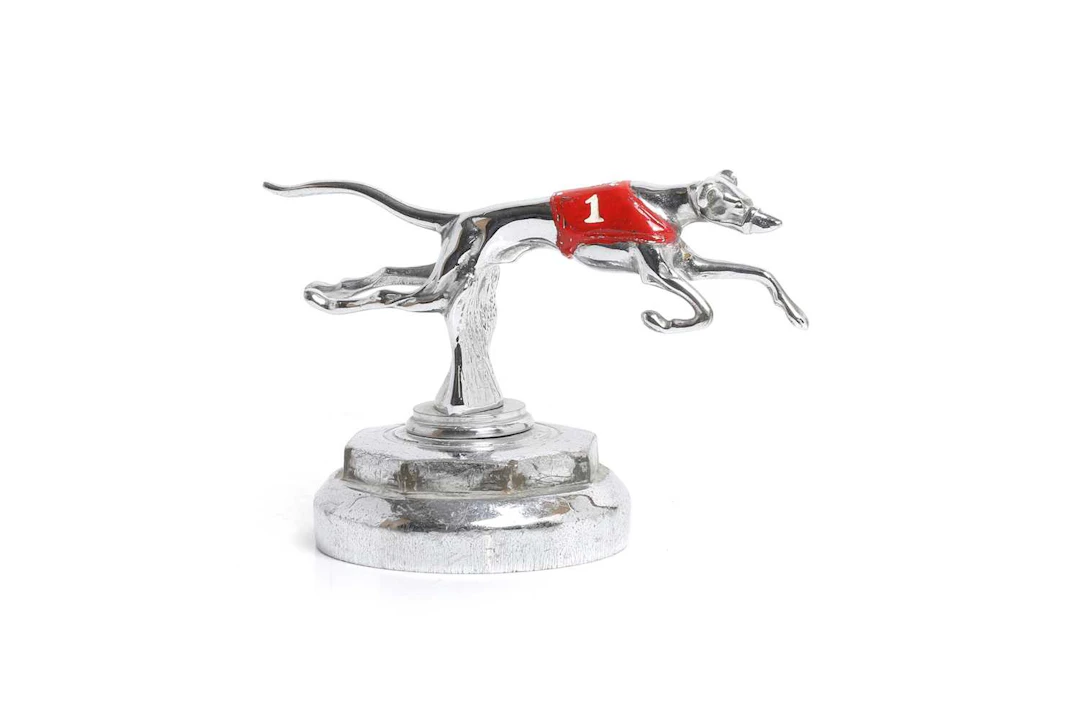 A Desmo racing greyhound mascot mid 20th century