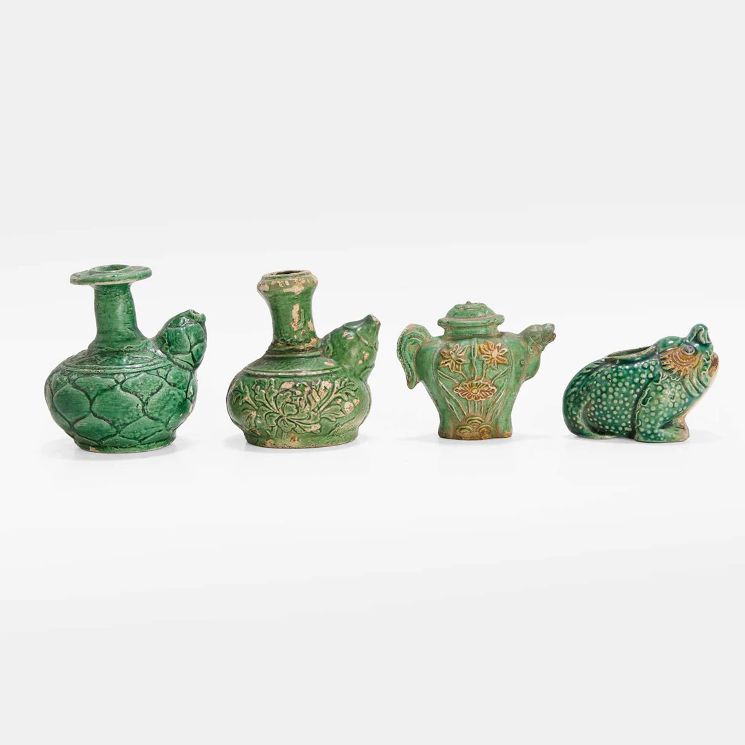 A collection of four Chinese sancai-glazed water droppers Ming dynasty