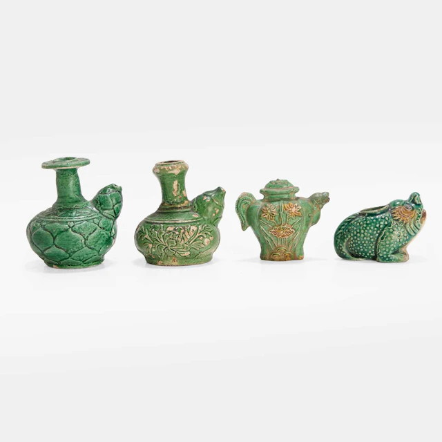 A collection of four Chinese sancai-glazed water droppers Ming dynasty
