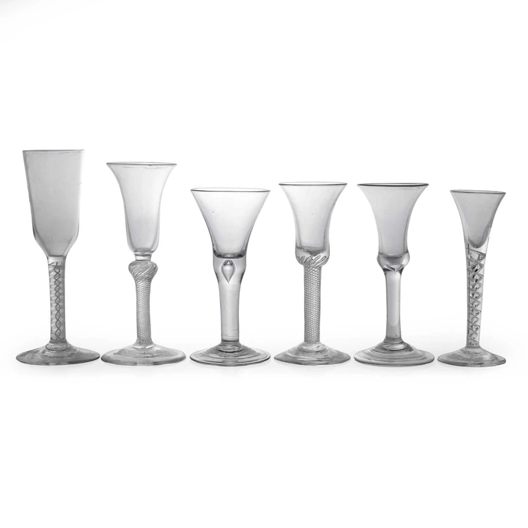 A collection of drinking glasses circa 1740-1765