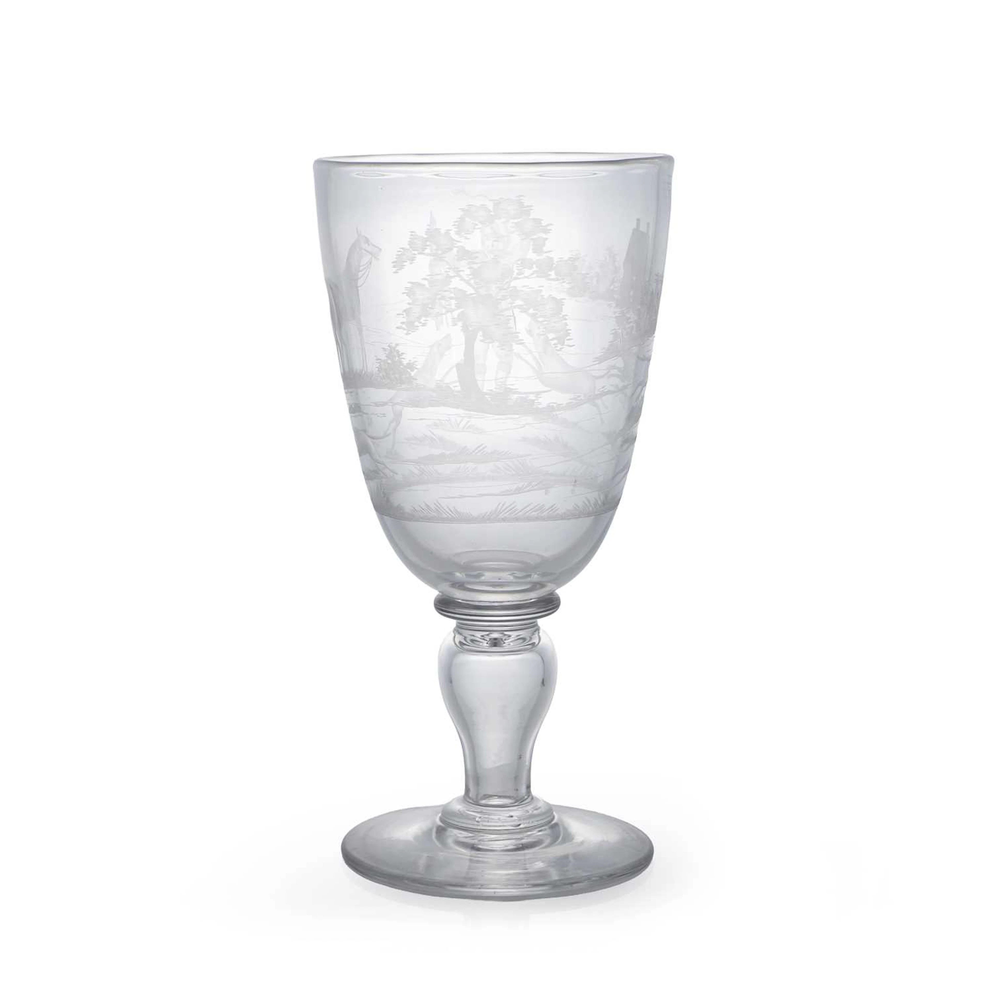 An engraved glass hunting goblet attributed to John Peel 19th century