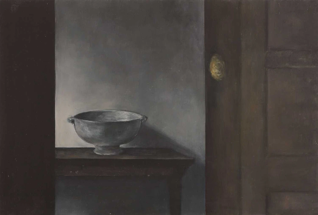▲ Caroline Ayles (British, b.1960) 'Interior with Bowl, after Hammershoi'