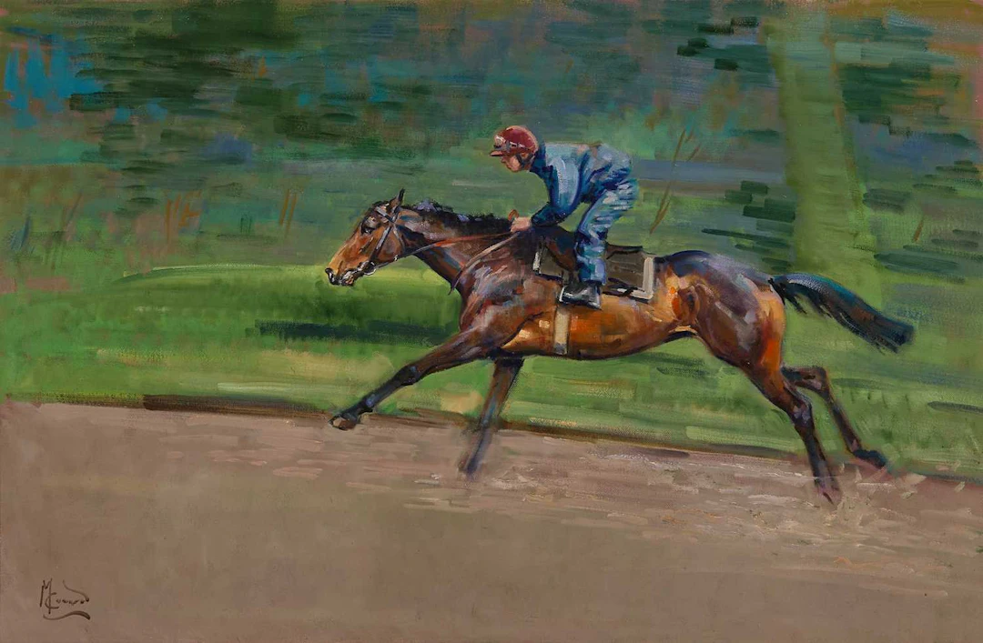 ▲ Malcolm Coward (British, b.1948) A racehorse at full gallop