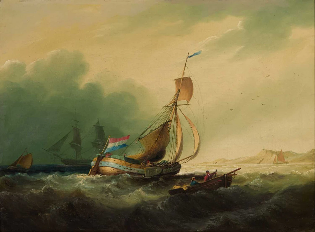 English School, late 19th century A Dutch fishing boat and other shipping