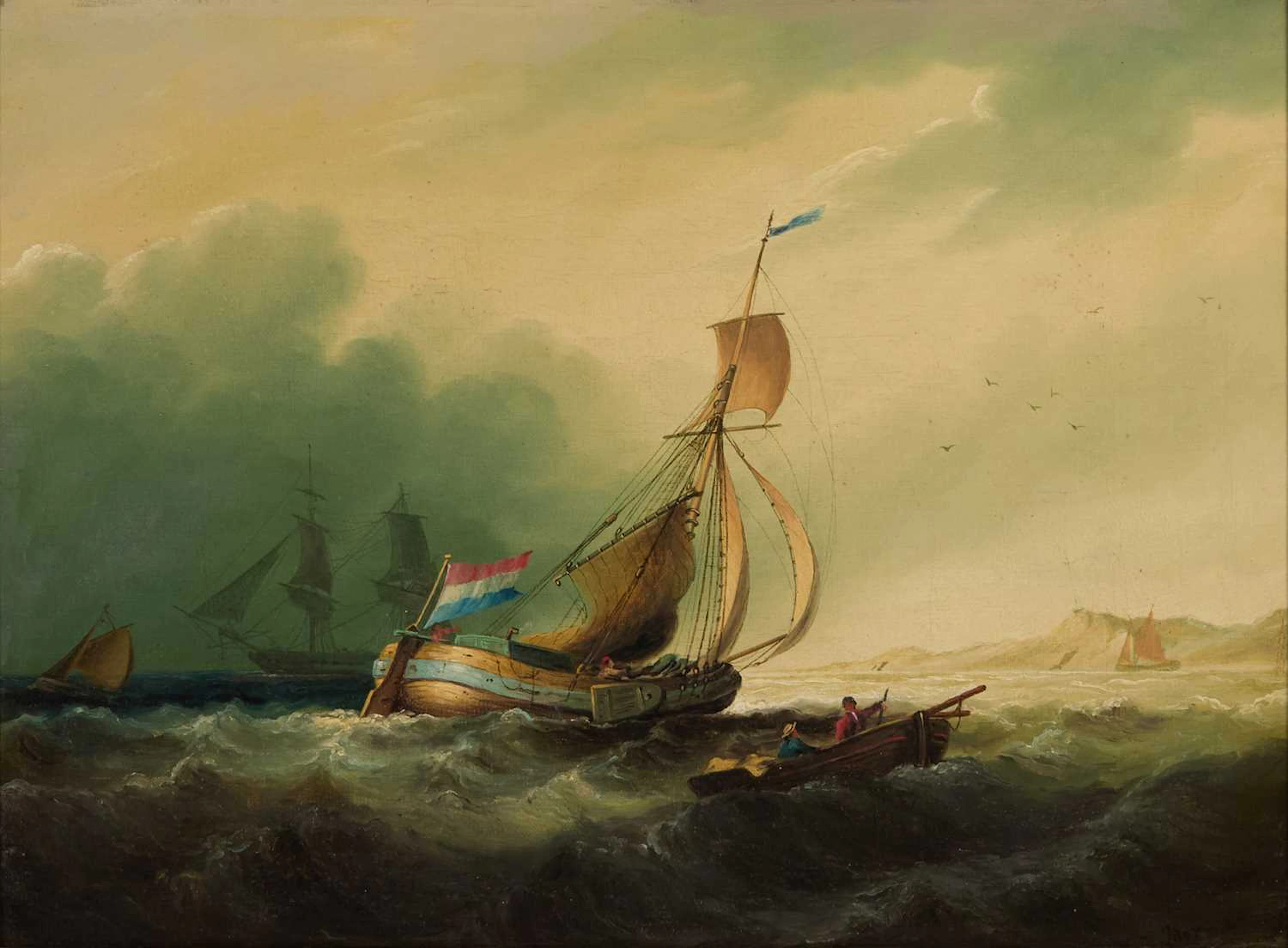 English School, late 19th century A Dutch fishing boat and other shipping