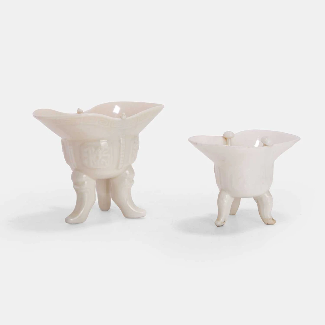 Two Chinese blanc de Chine jue cups Qing dynasty (1644-1911)