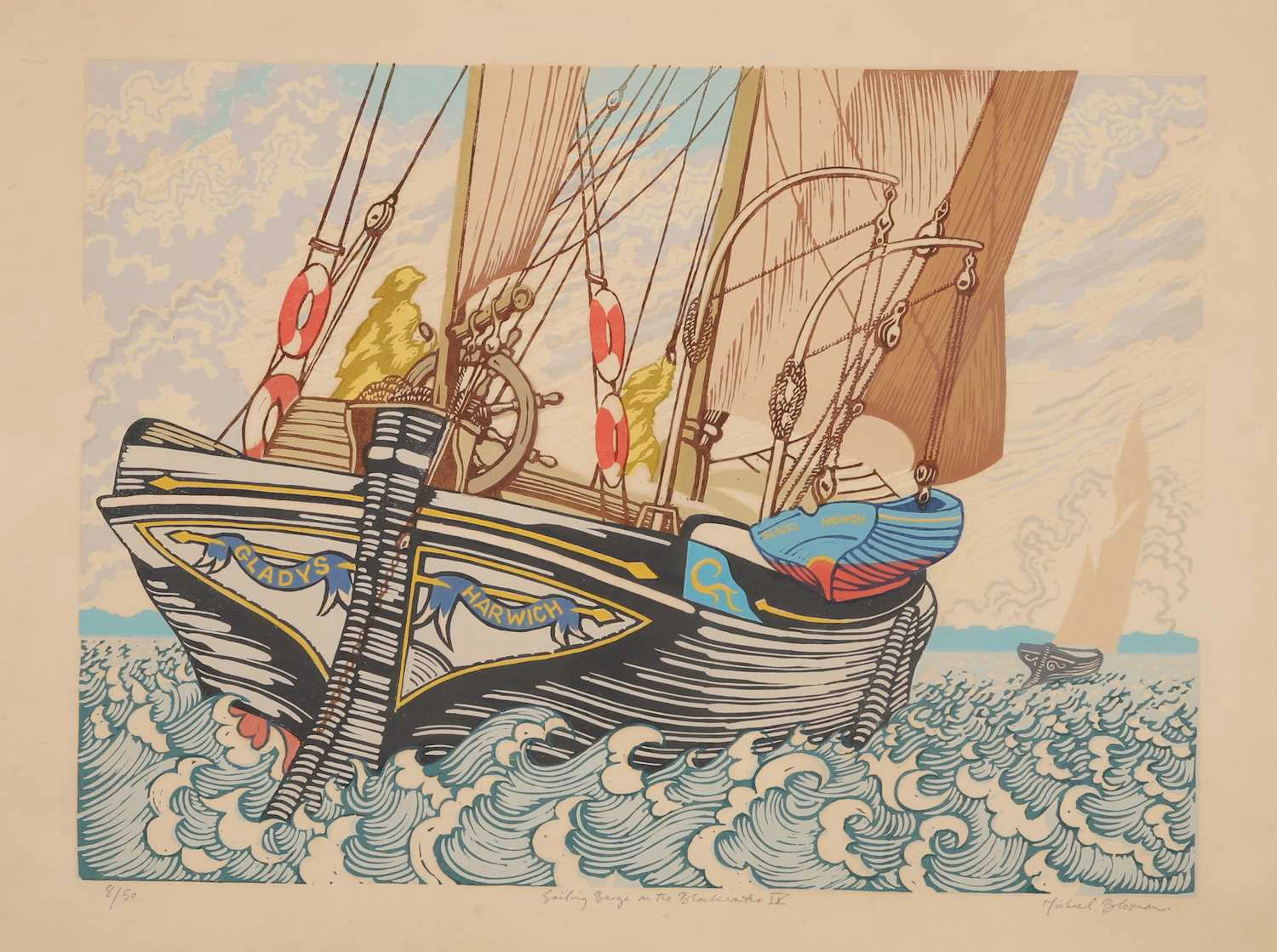 ▲ Michael Blooman (British, b.1942) 'Sailing Barge on the Blackwater IV'