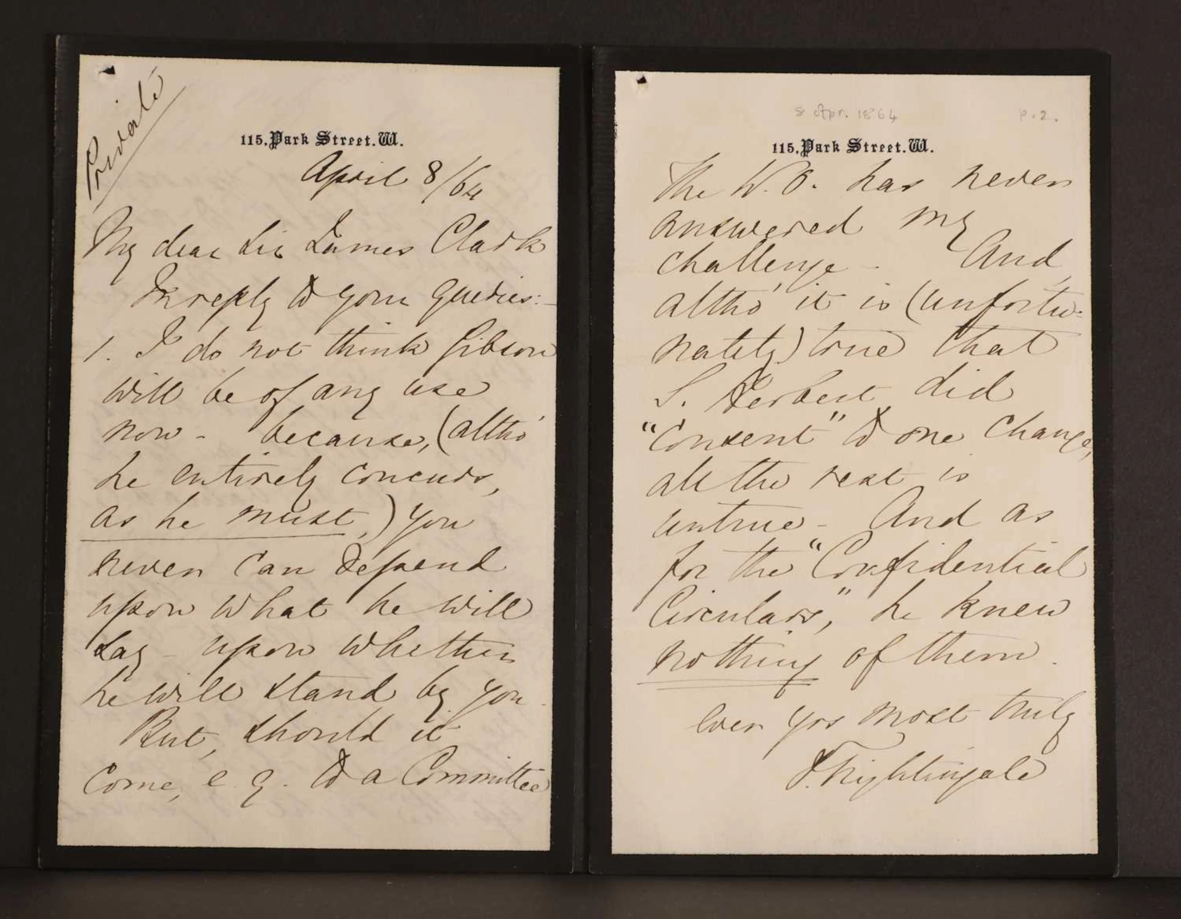 Florence NIGHTINGALE- Autograph Letter SIGNED (To Sir James Clark). 5 pages.
