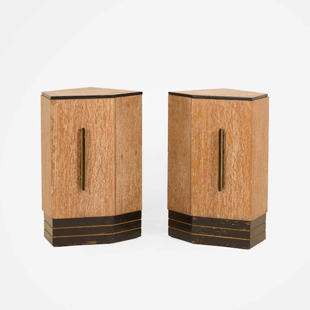 Manner of Heal's a pair of Art Deco limed oak cabinets