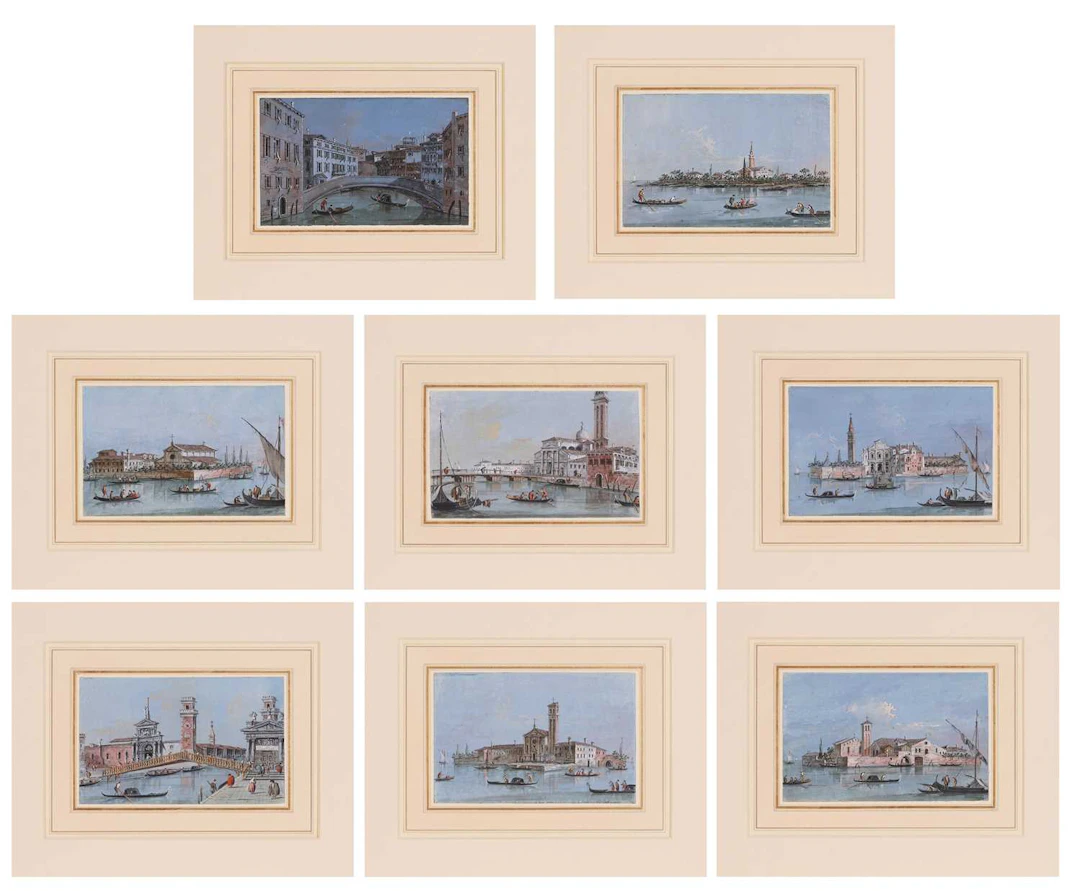 Giacomo Guardi (Italian, 1764-1835) A set of eight Venetian views:
