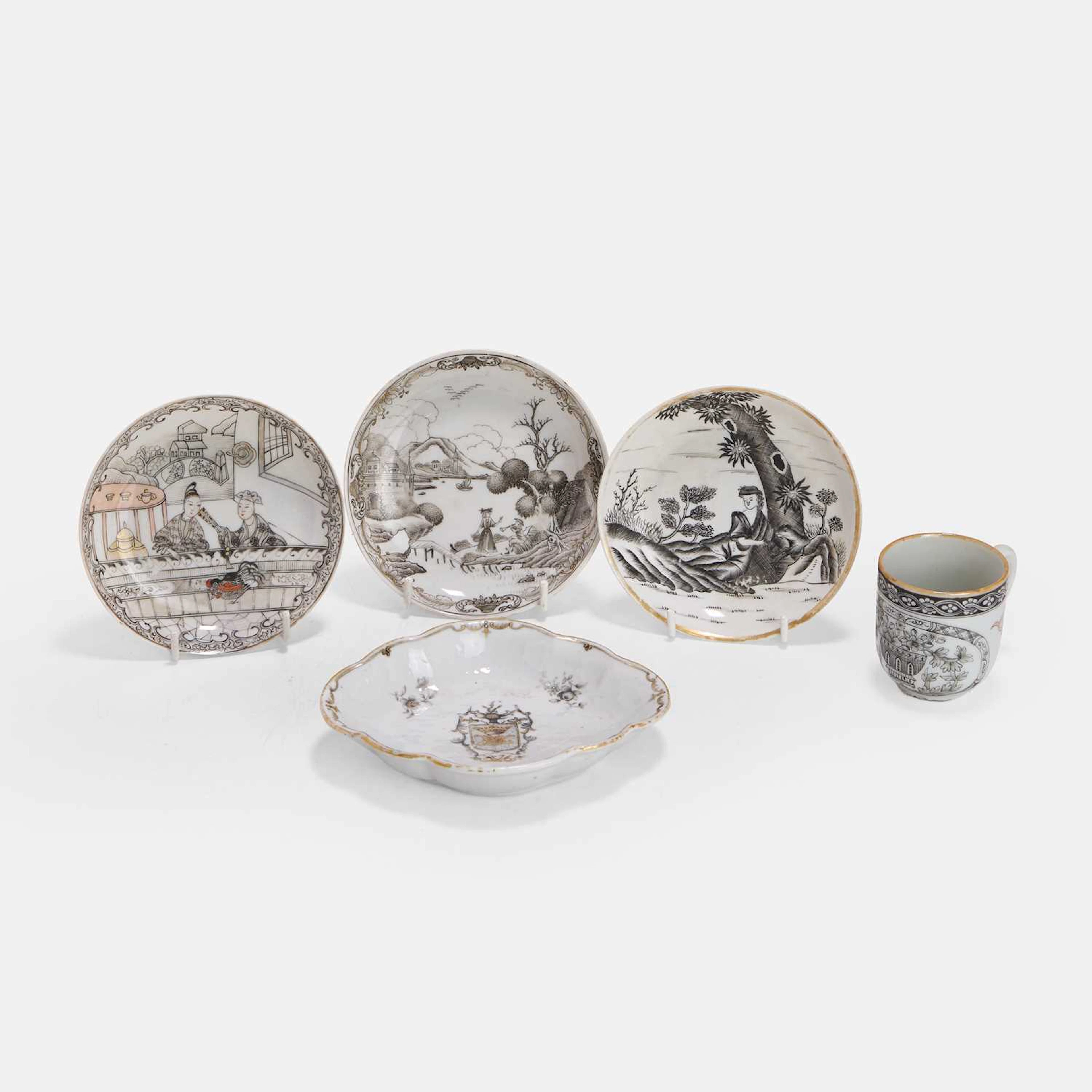 A group of Chinese export en grisaille porcelain 18th century or later