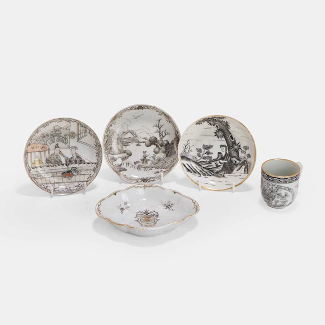 A group of Chinese export en grisaille porcelain 18th century or later
