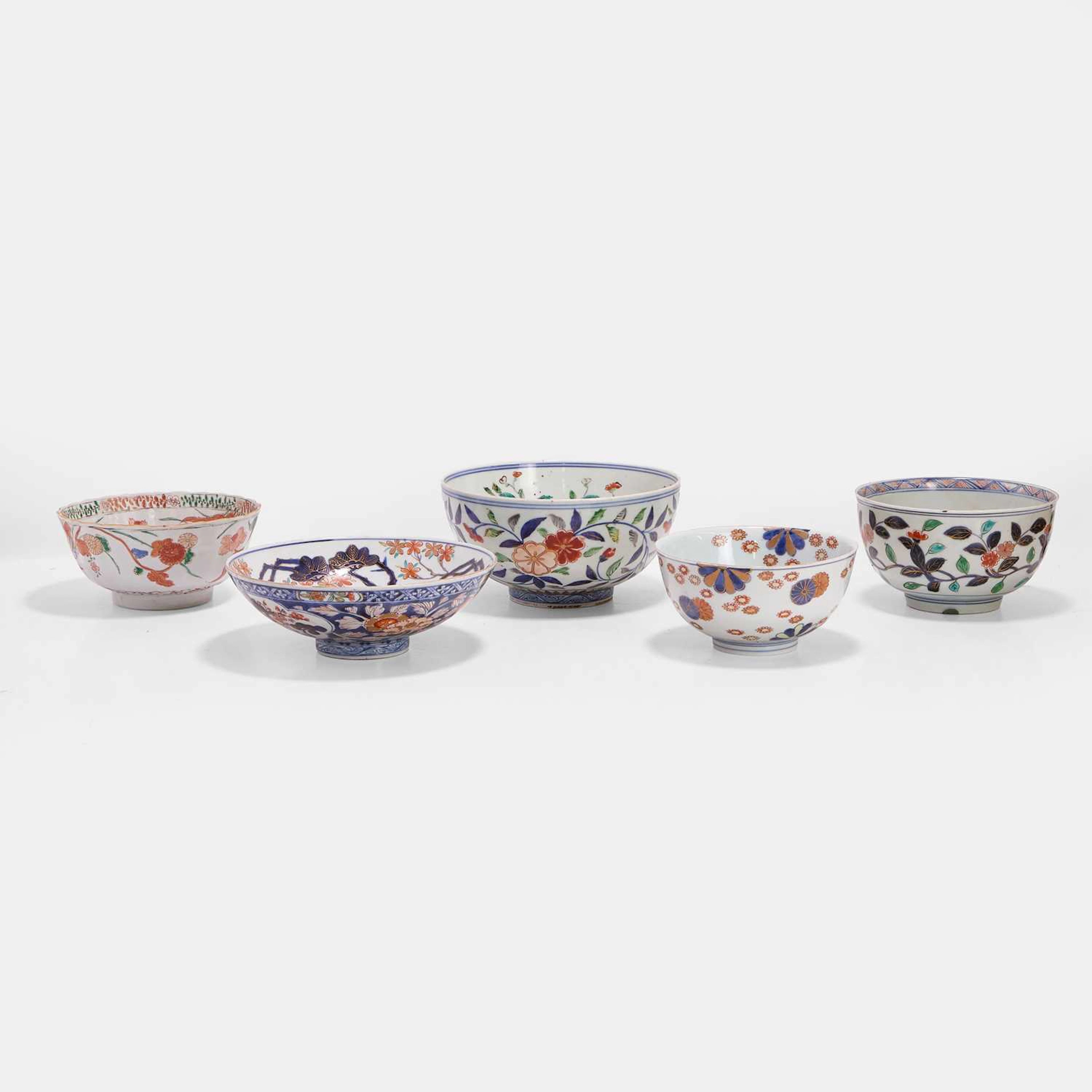 A collection of five Japanese Arita bowls 19th-20th century