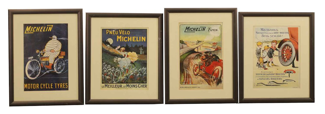 A group of four framed Michelin prints 20th century