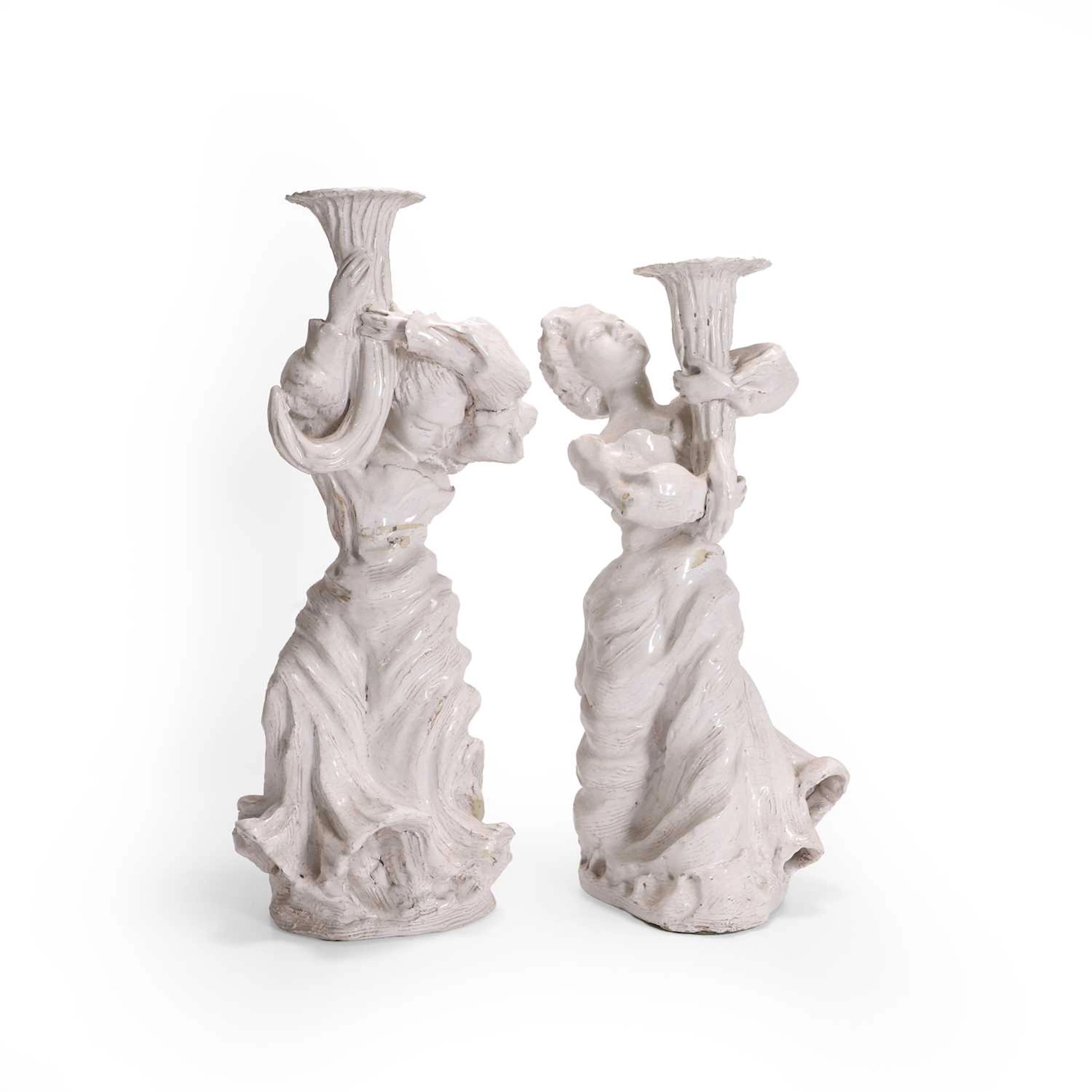 Natalie Bevan (British, 1909-2007) Two figurative candlesticks, circa 1966