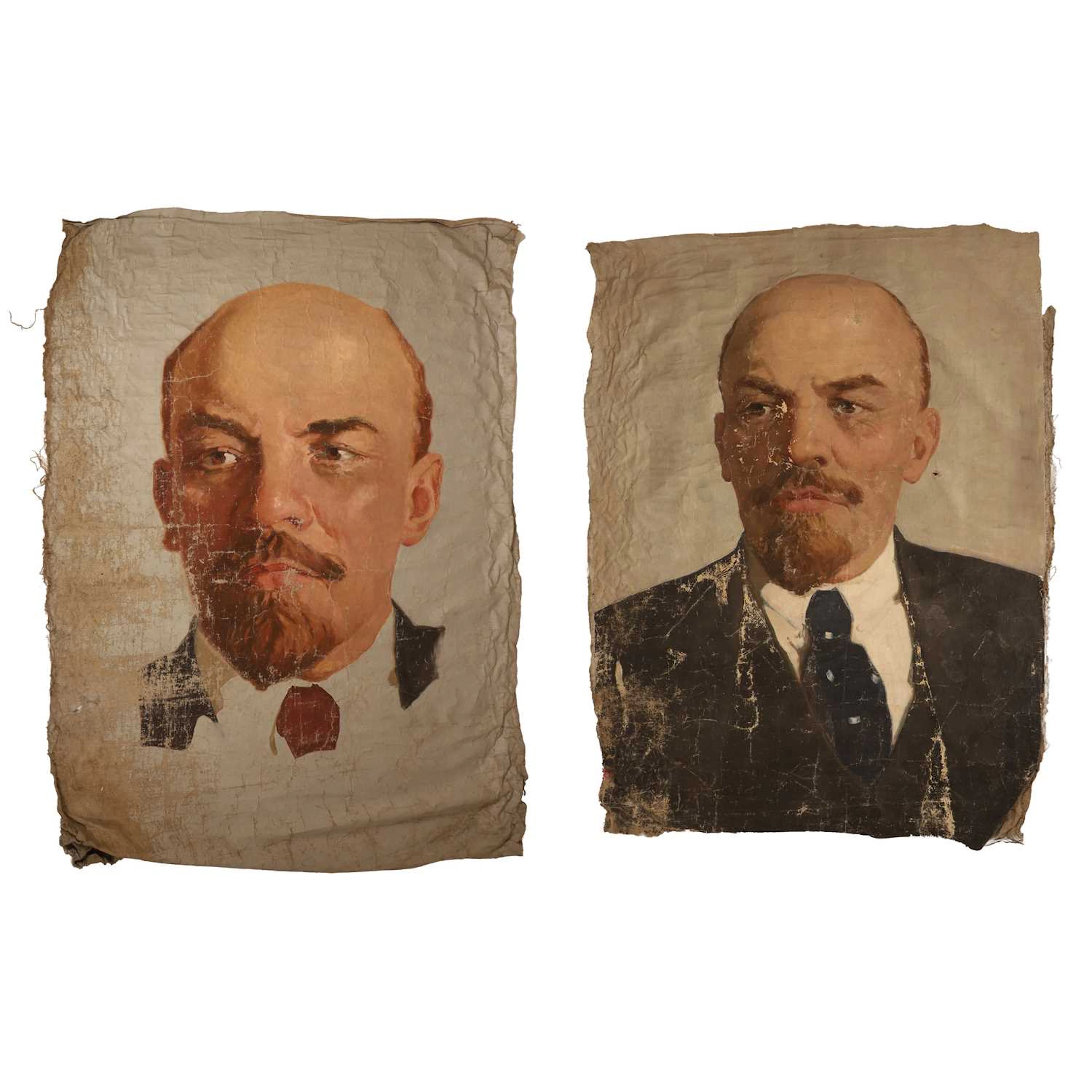 Eastern European School, 20th century Two large paintings of Vladimir Lenin