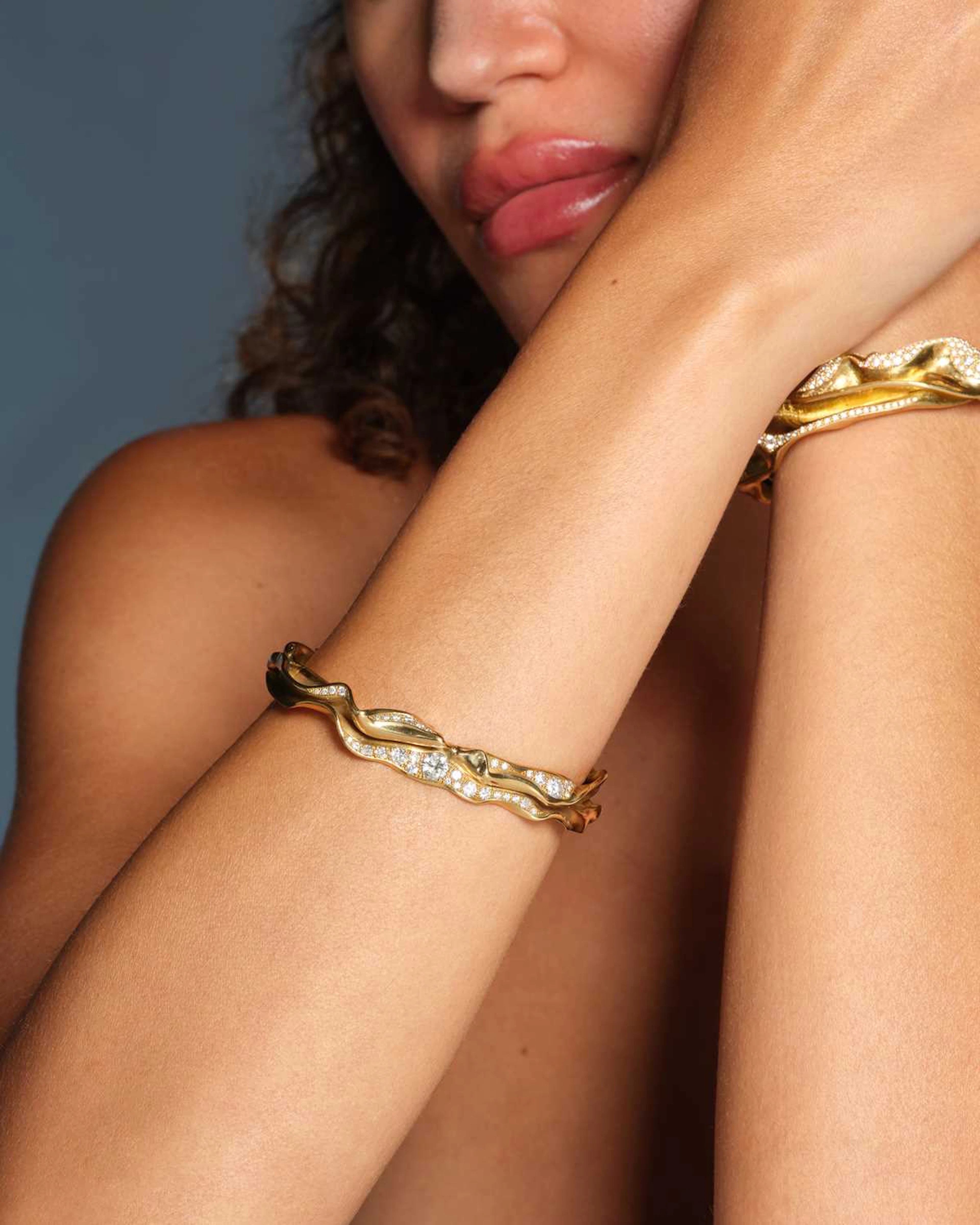 Ken Bolan and Marinette Domon: a diamond 'Touche de Soie' cuff bangle