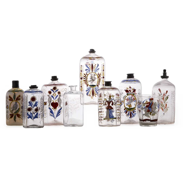A collection of Steigel-type glass items late 18th to early 19th century