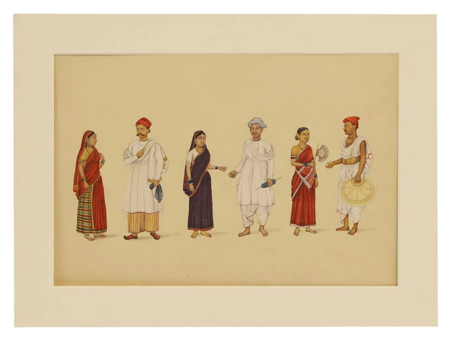 An Indian Company School-style painting of three couples 20th century