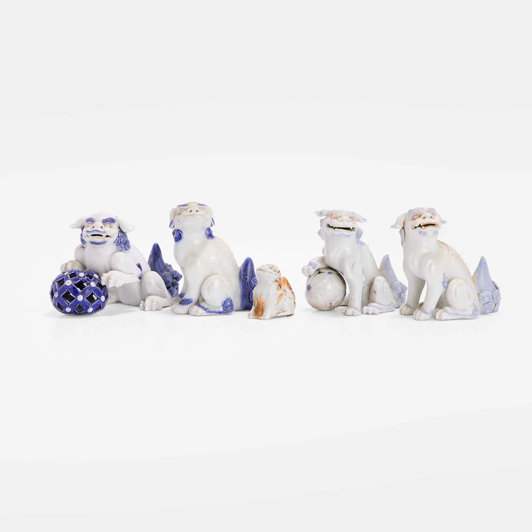 A group of Japanese Hirado ware okimono 19th century
