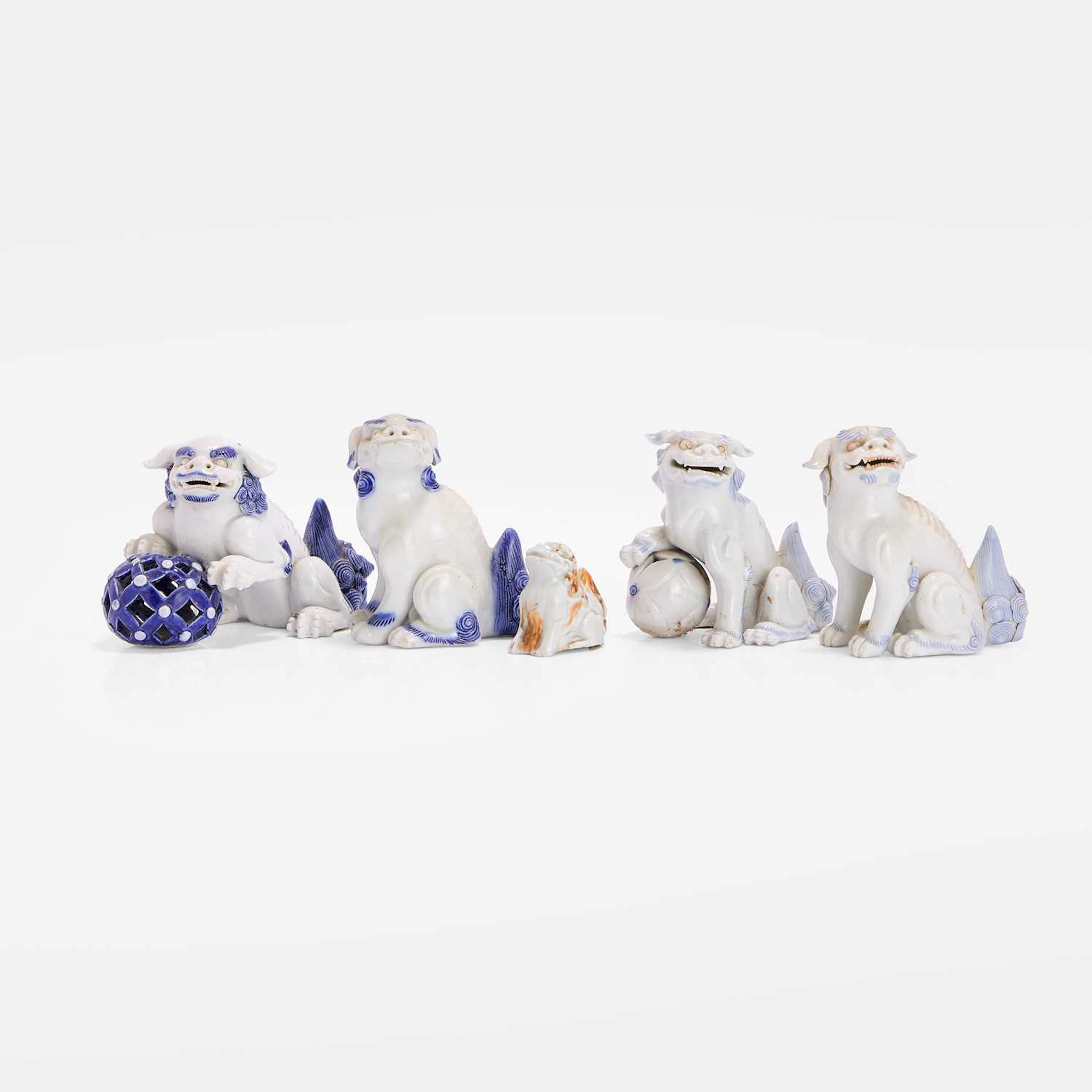 A group of Japanese Hirado ware okimono 19th century