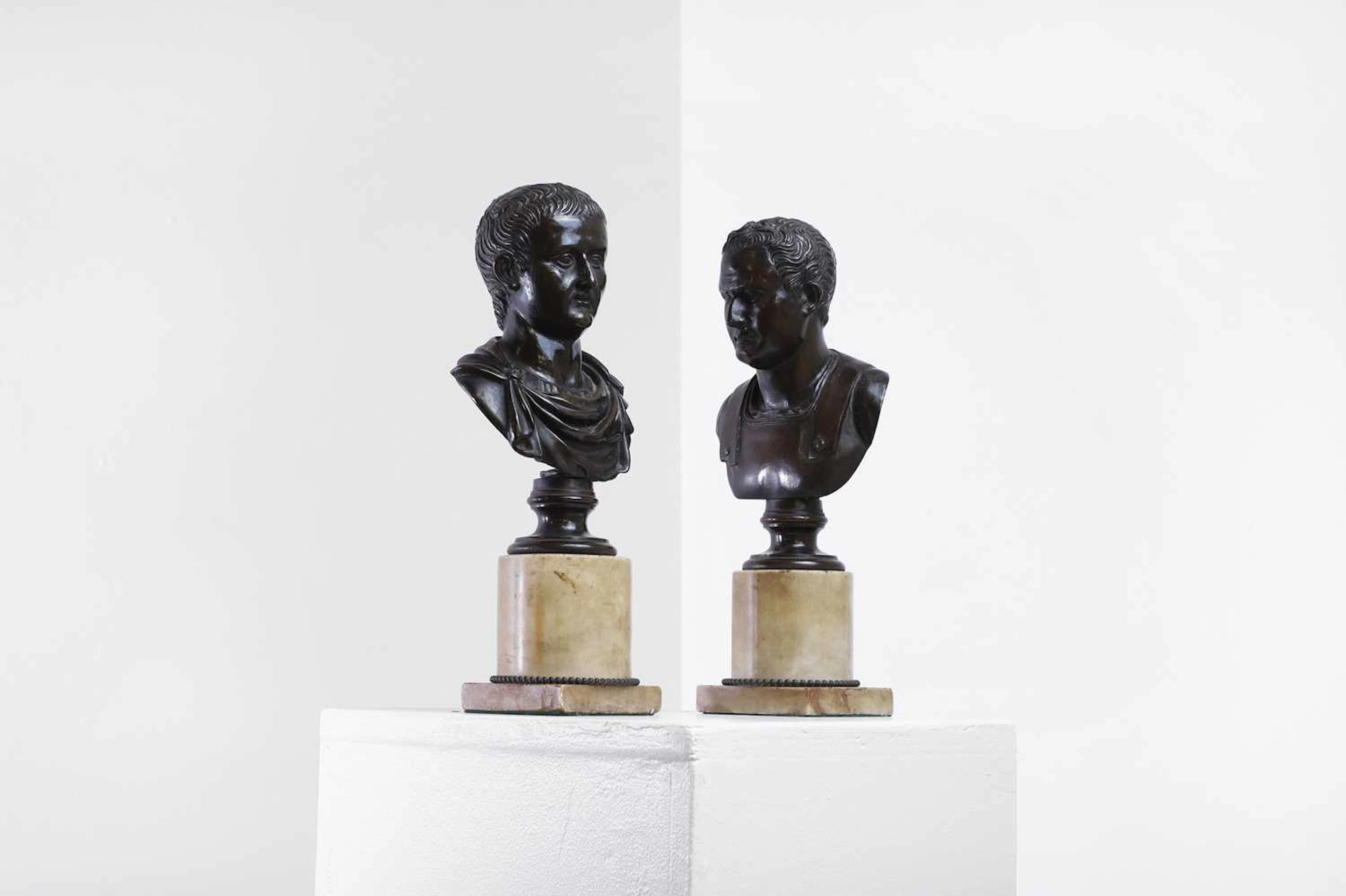 Two grand tour bronze busts of Roman emperors