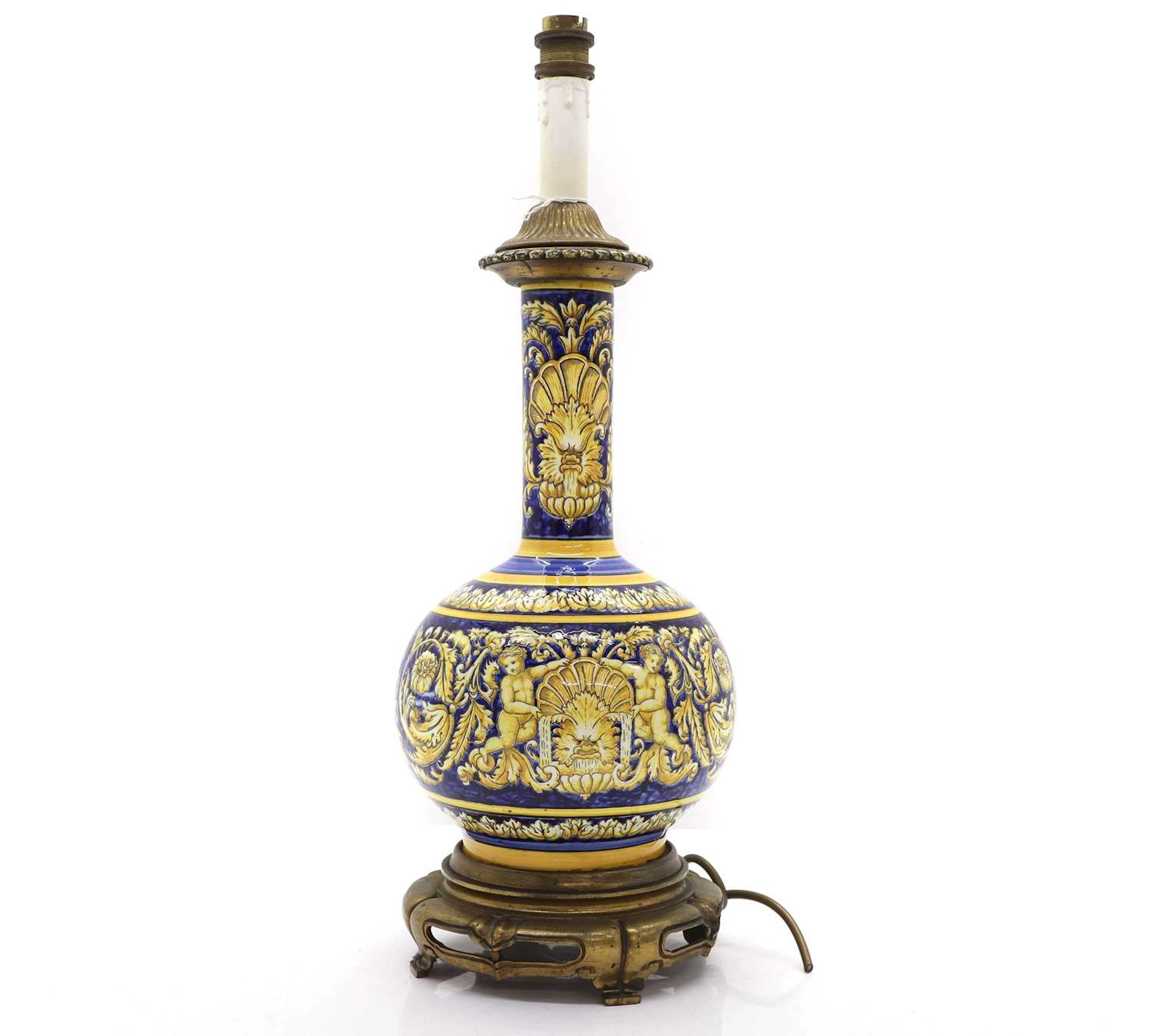 An Italian maiolica style bottle vase