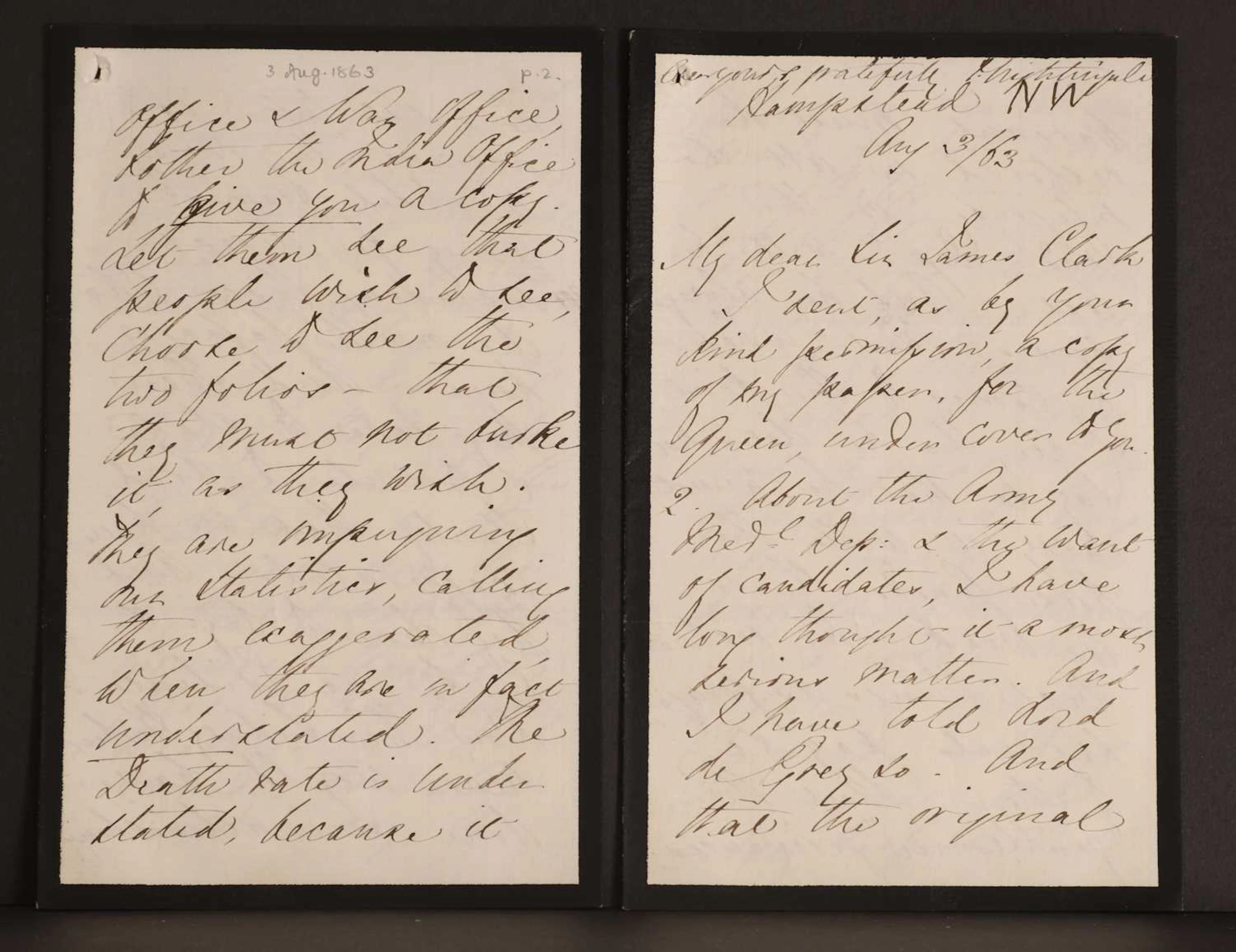 [2 Letters]- Florence NIGHTINGALE- 1- Autograph Letter SIGNED (To