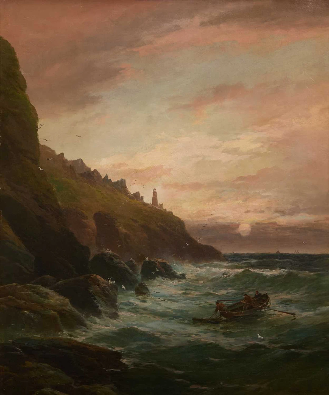 George Henry Jenkins (British, 1843-1914) View of a rocky coastline