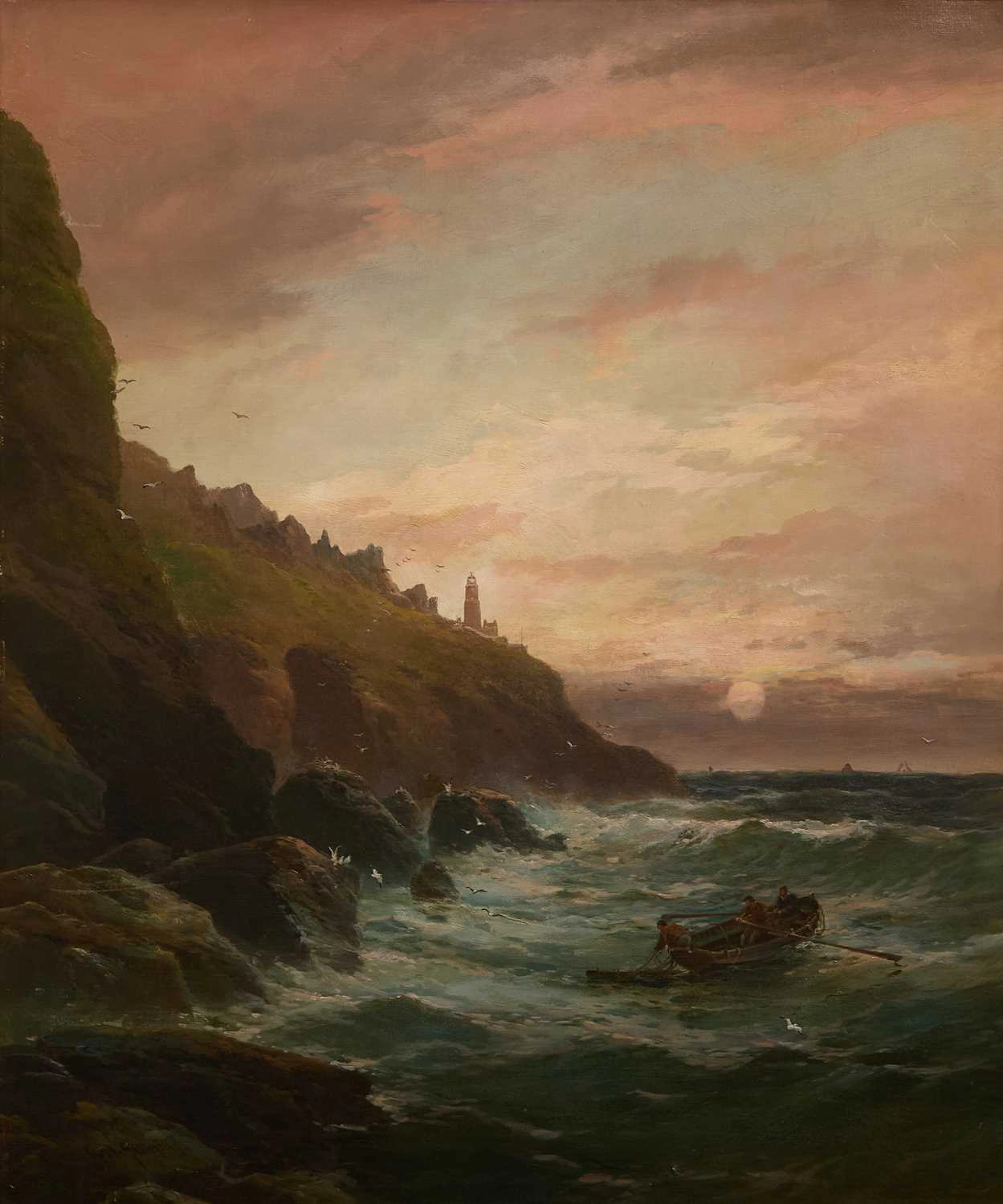 George Henry Jenkins (British, 1843-1914) View of a rocky coastline