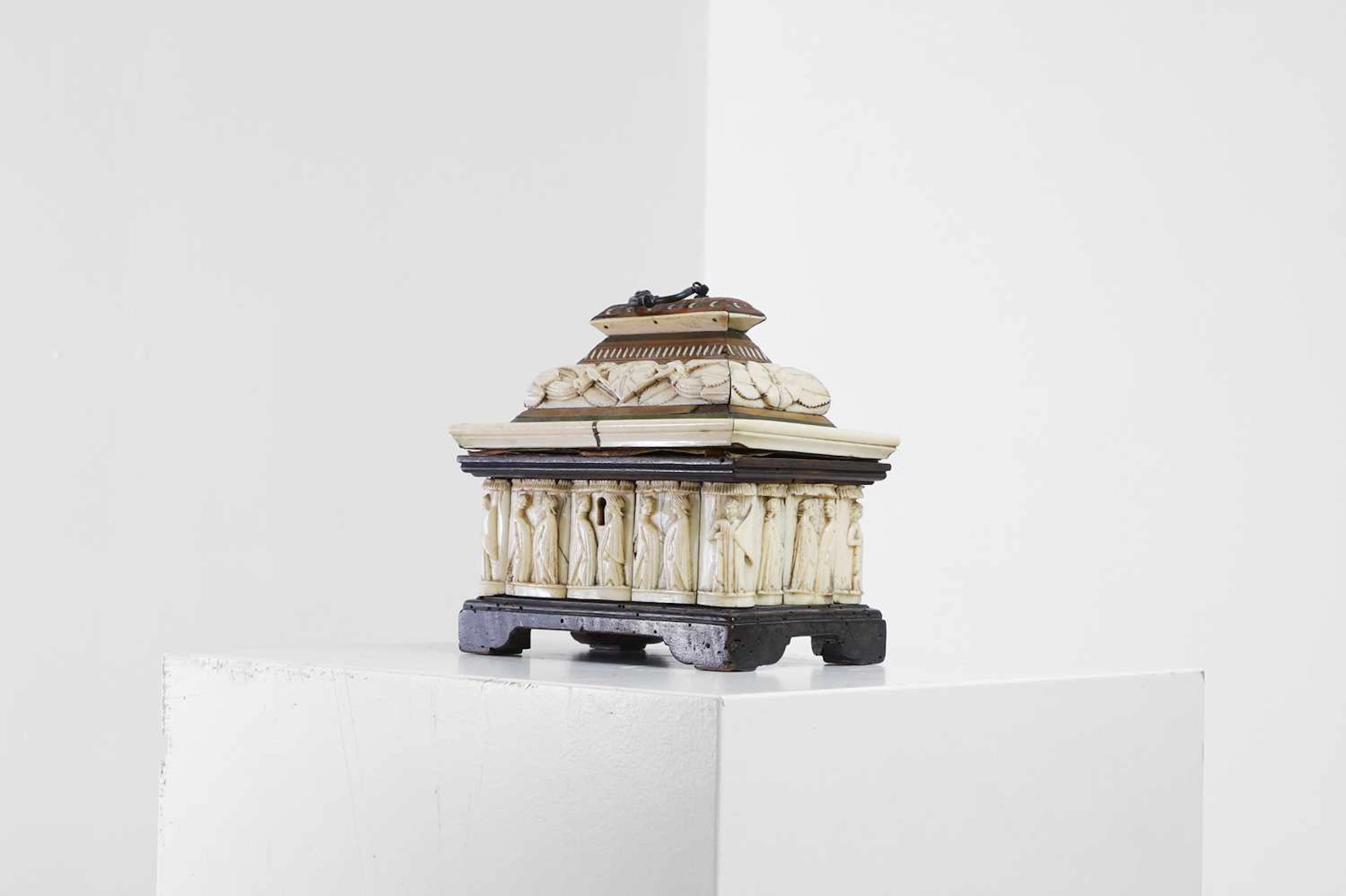 A small bone, horn and softwood casket