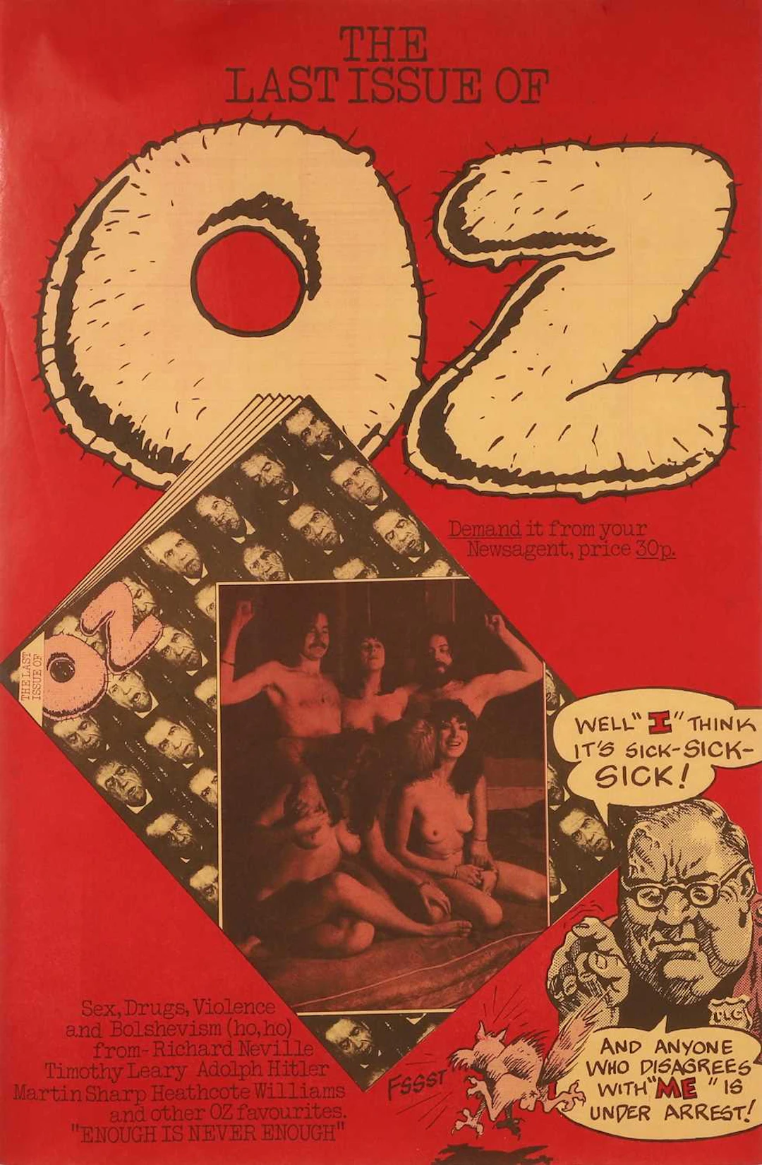 'The Last Issue of Oz' a promotional poster for the last issue of