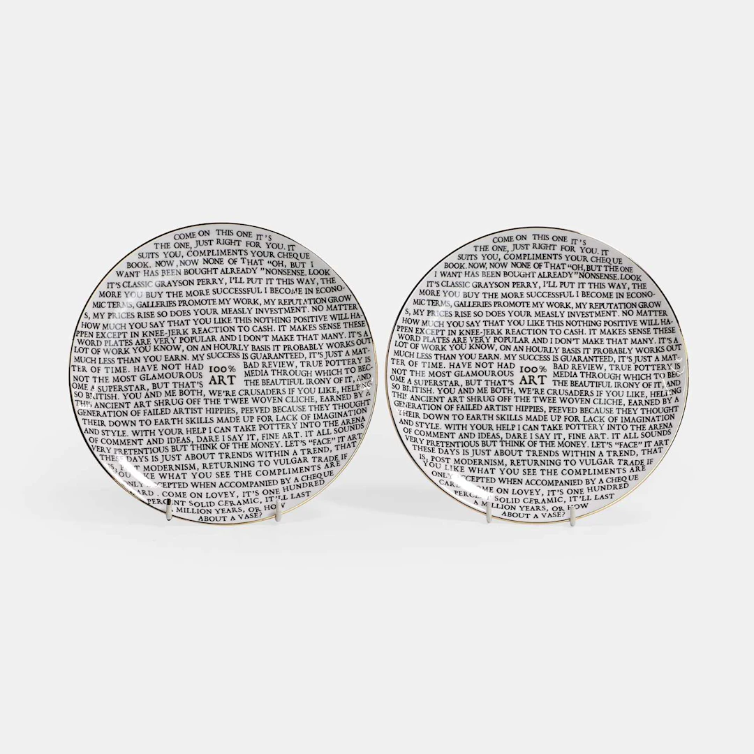 Sir Grayson Perry RA (British, b.1960) a pair of '100% Art' plates