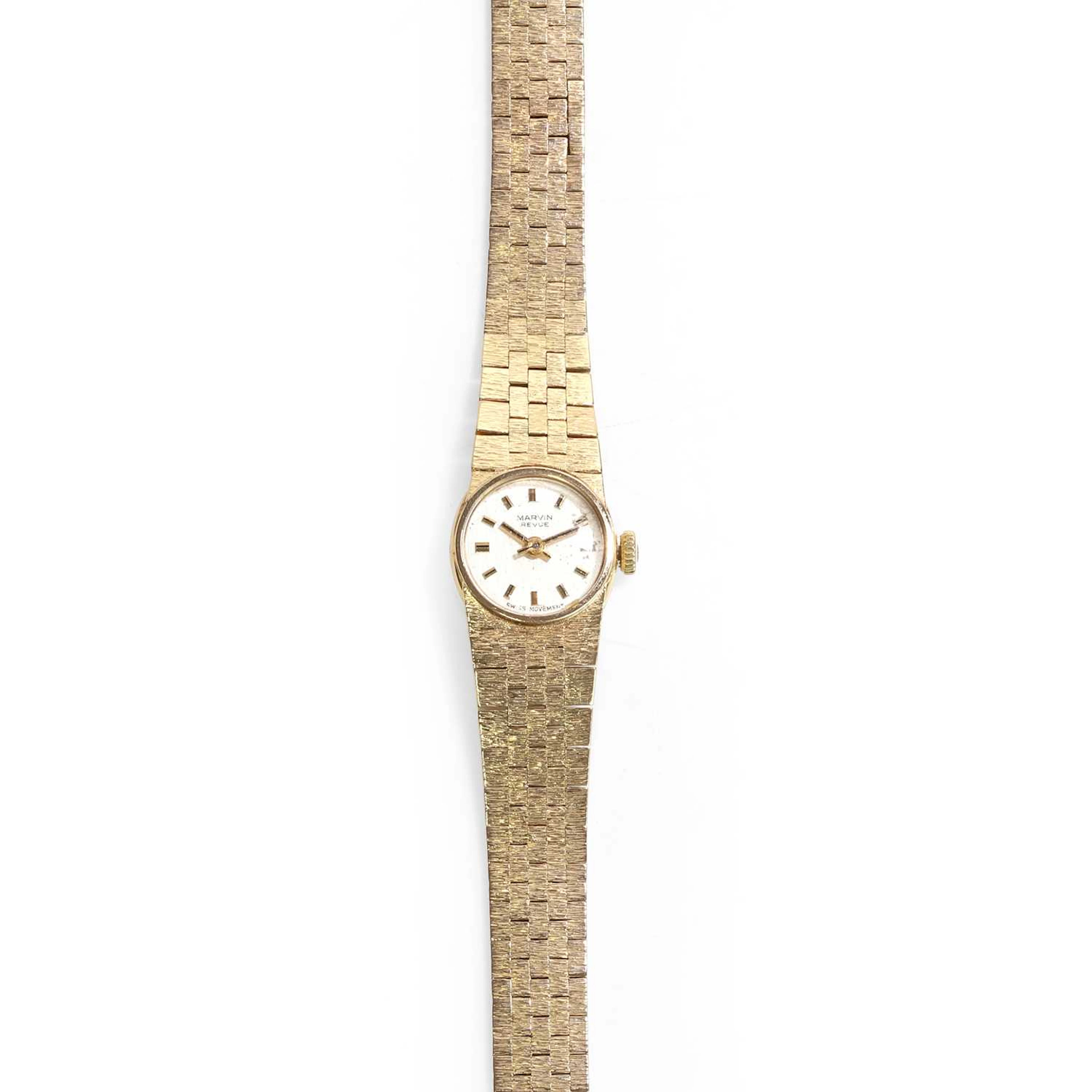 A ladies' 9ct gold Marvin Revue mechanical bracelet watch