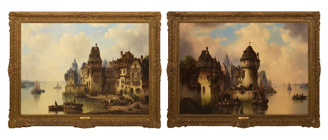 Ludwig Hermann (German, 1812-1881) 'A View of Utrecht'; A continental