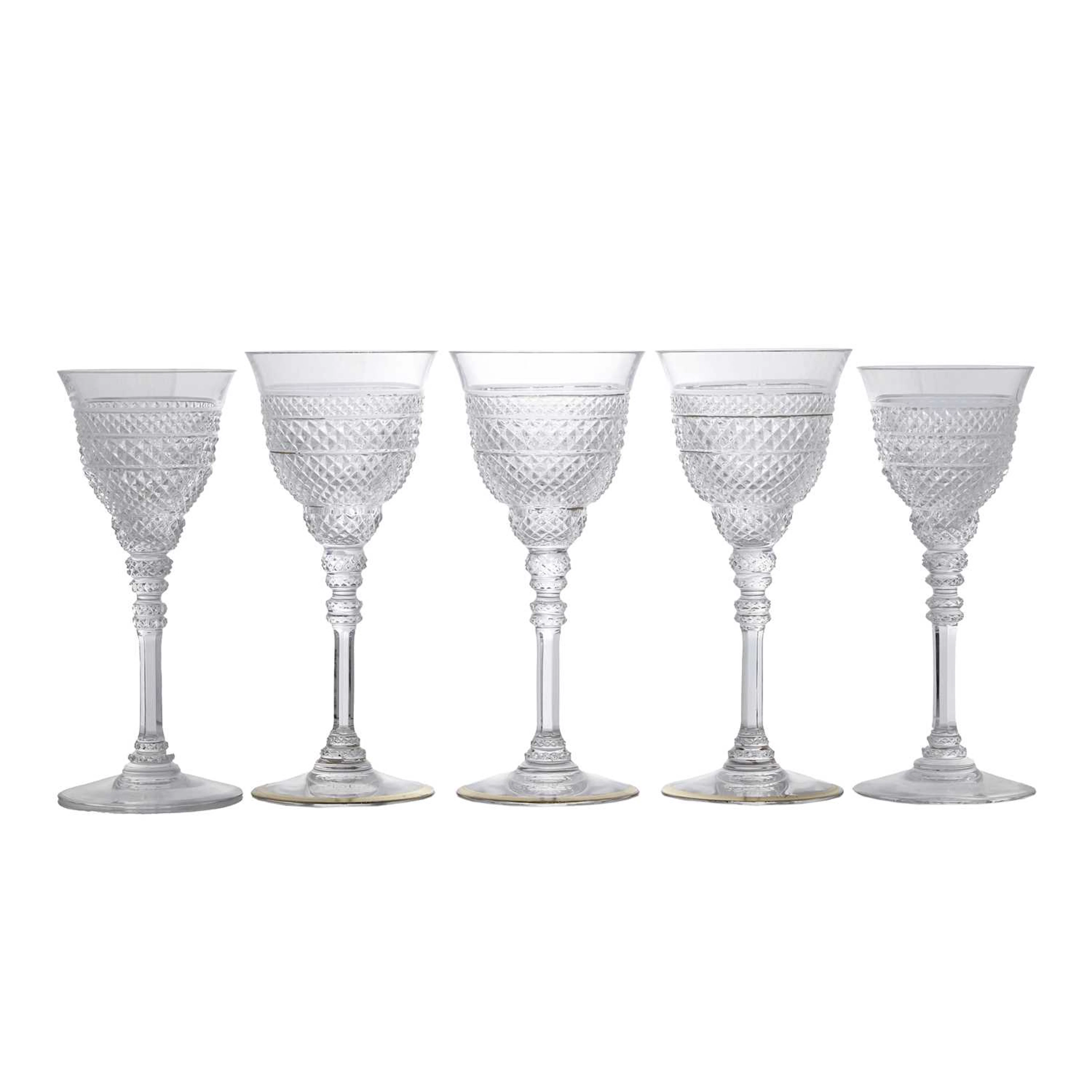 A set of nine St Louis 'Extravagance' wine glasses 20th century, French