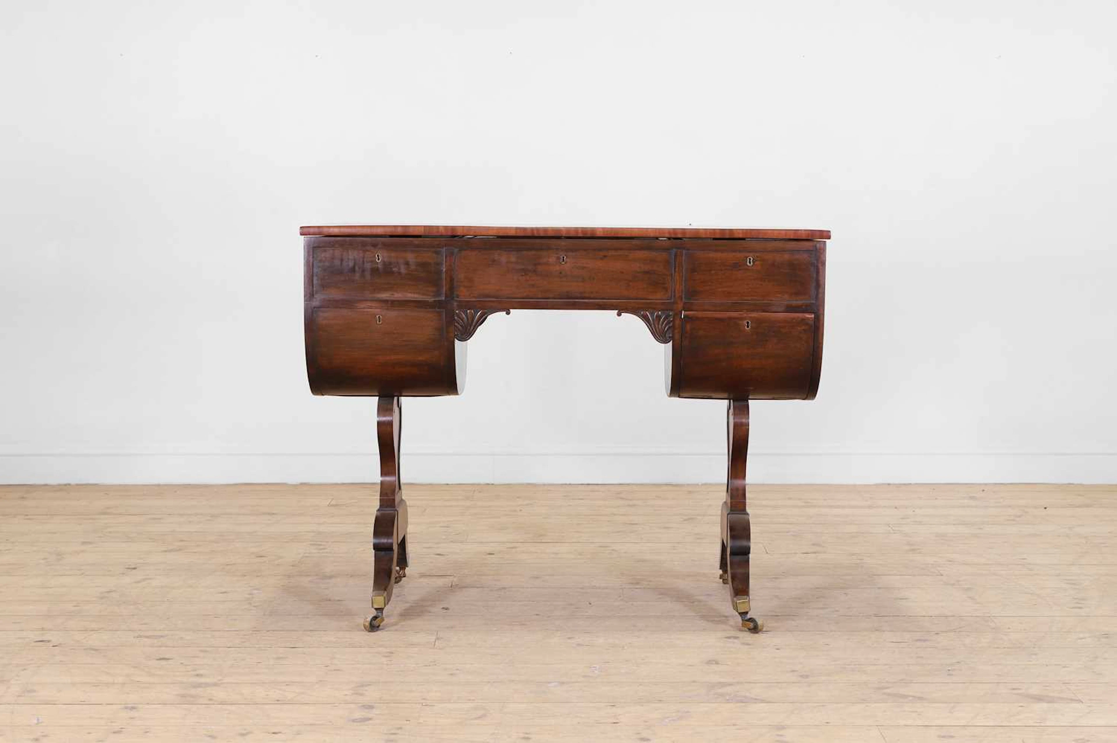 A late George Ill mahogany combination sofa table or dressing table