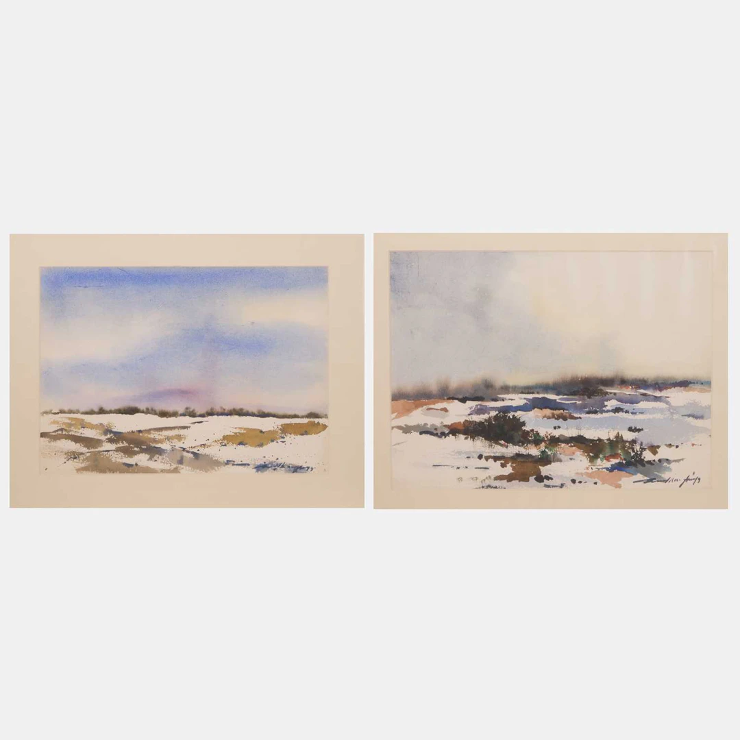 Sudhangsu Bandyopadhyay (Indian, b.1949) Untitled (Two Landscapes)