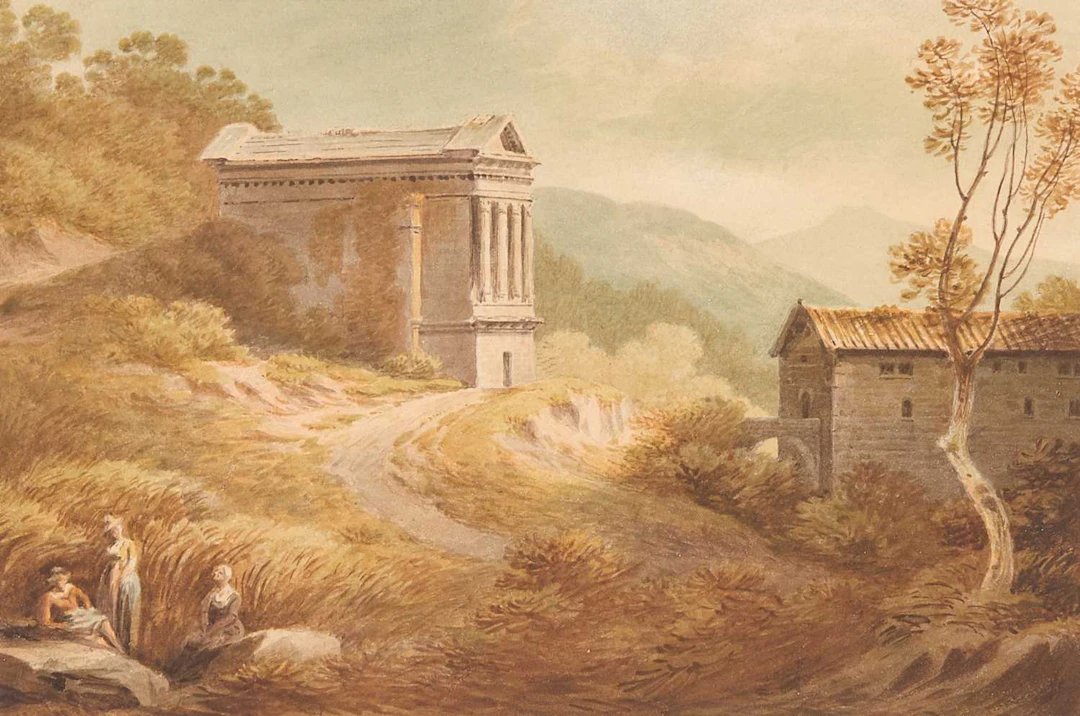 John 'Warwick' Smith OWS (British, 1749-1831) The Temple of Clitumnus