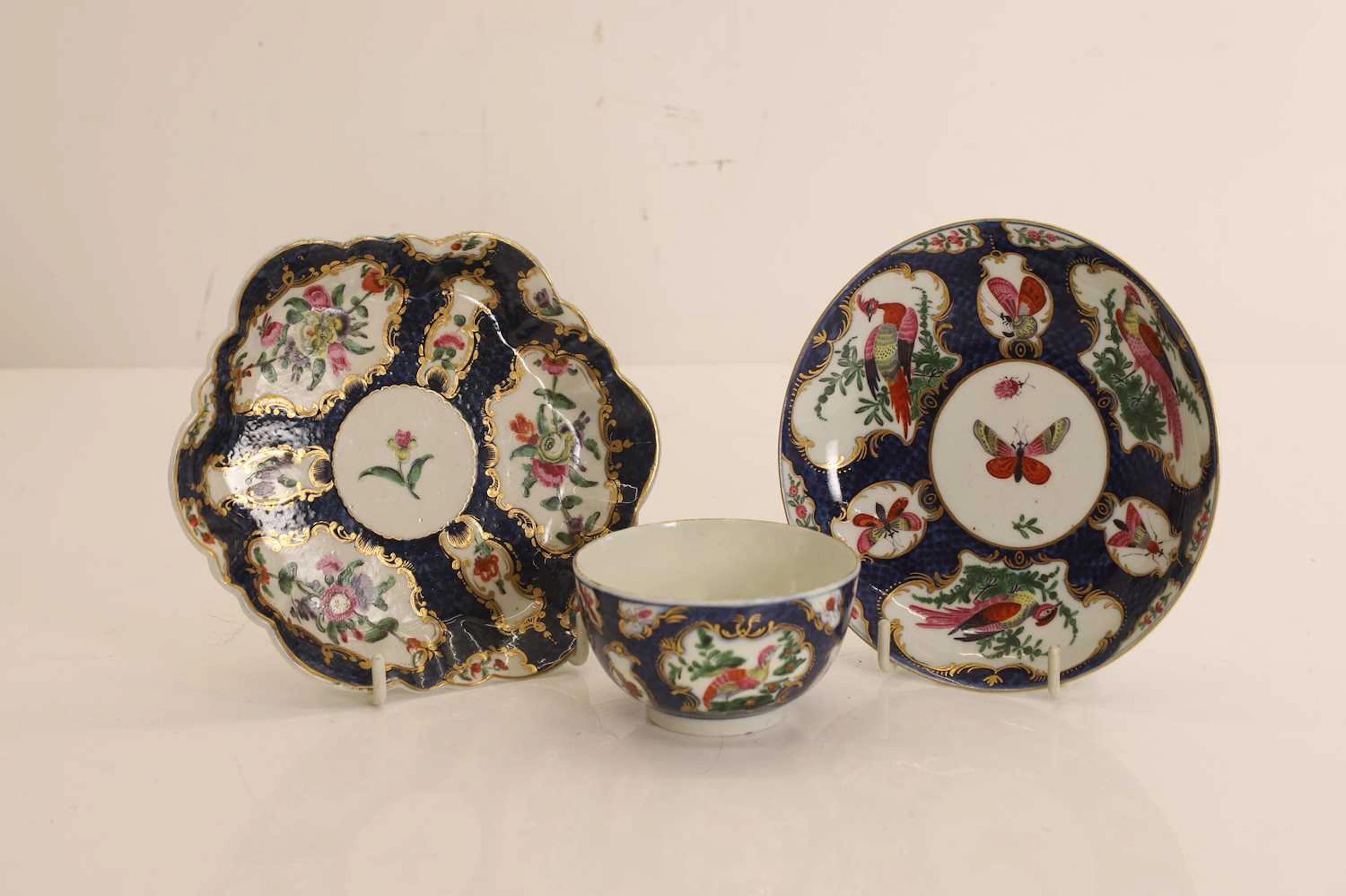 A first-period Worcester tea bowl and saucer circa 1780