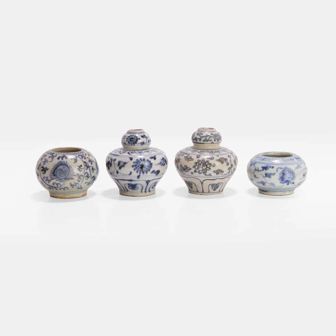 A collection of Chinese blue and white water pots Ming dynasty (1368-1644)