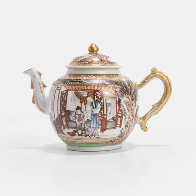 A large Chinese export famille rose teapot 18th century