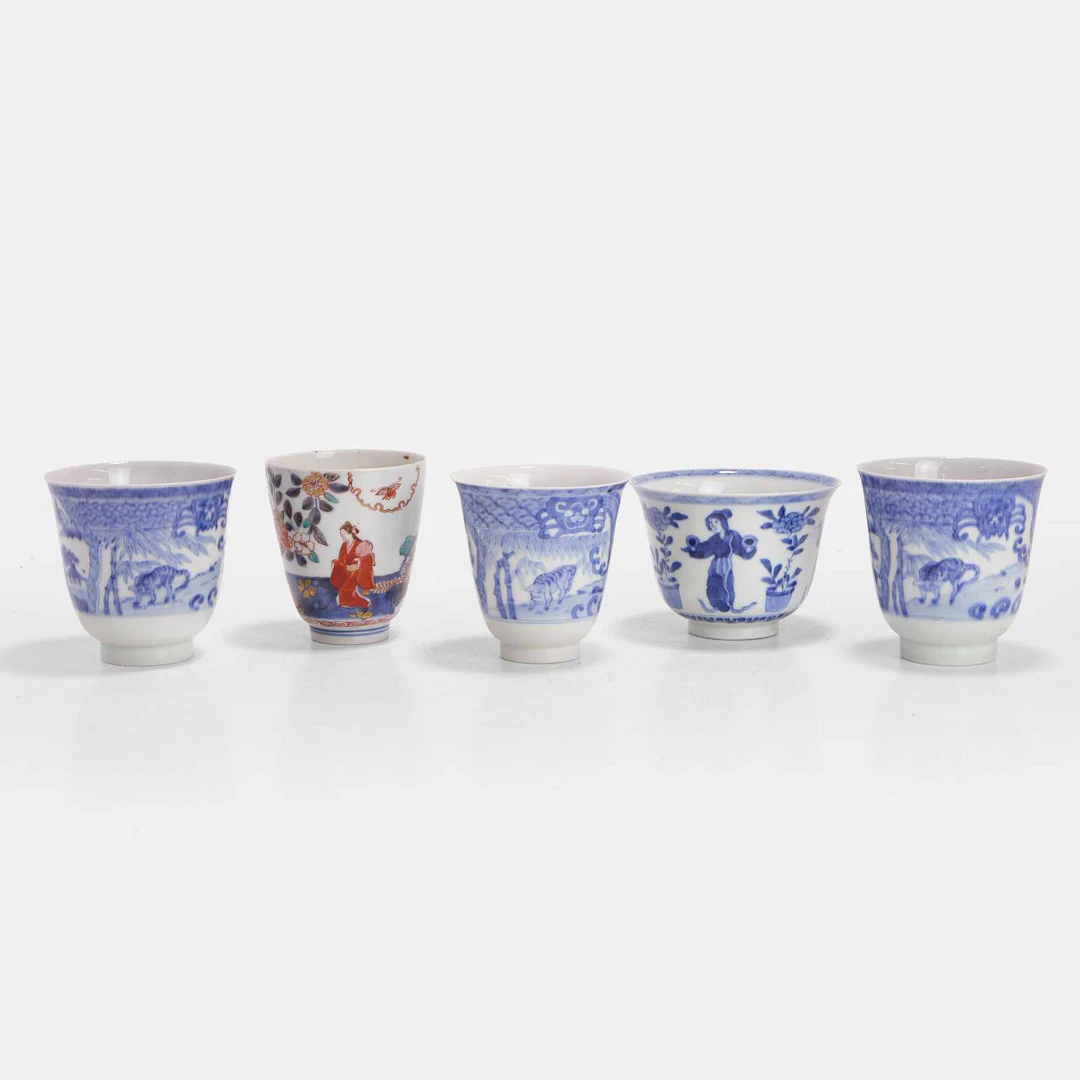 A collection of five Japanese porcelain cups 19th-20th century