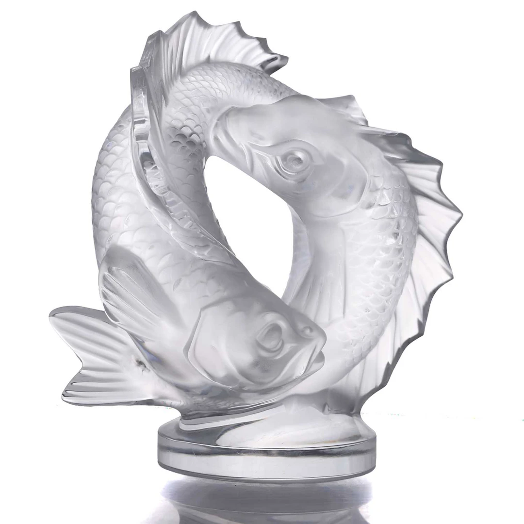 Marc Lalique (French, 1900-1977) 'Double Fish Sculpture', 20th century
